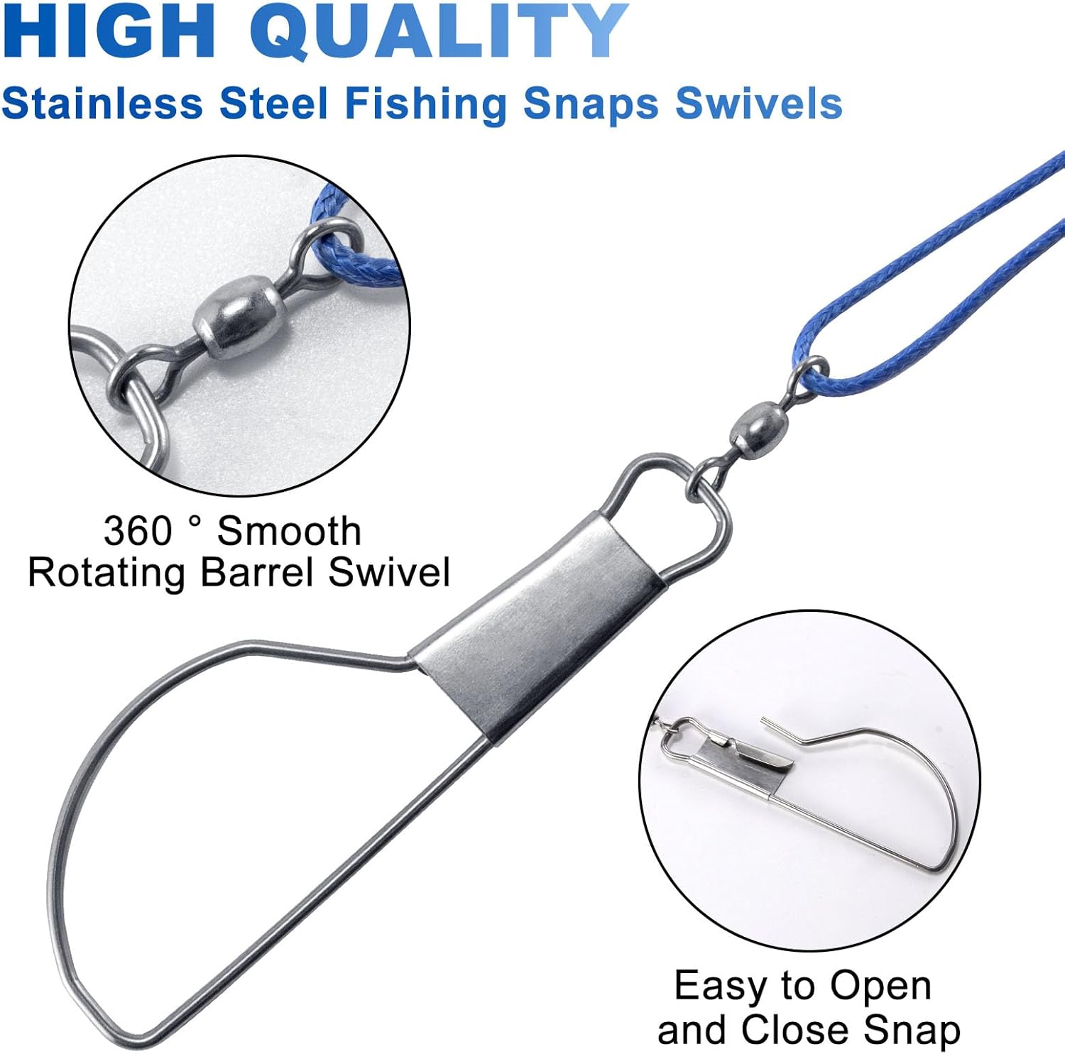 Fish Stringer 16ft/6.5ft, Fishing with Stainless Steel Swivels Snaps Lock and Heavy Duty Ground Pillar, Stringers Trout Gear for Bass Salmon Walleye 16ft 8 snaps - Image 3