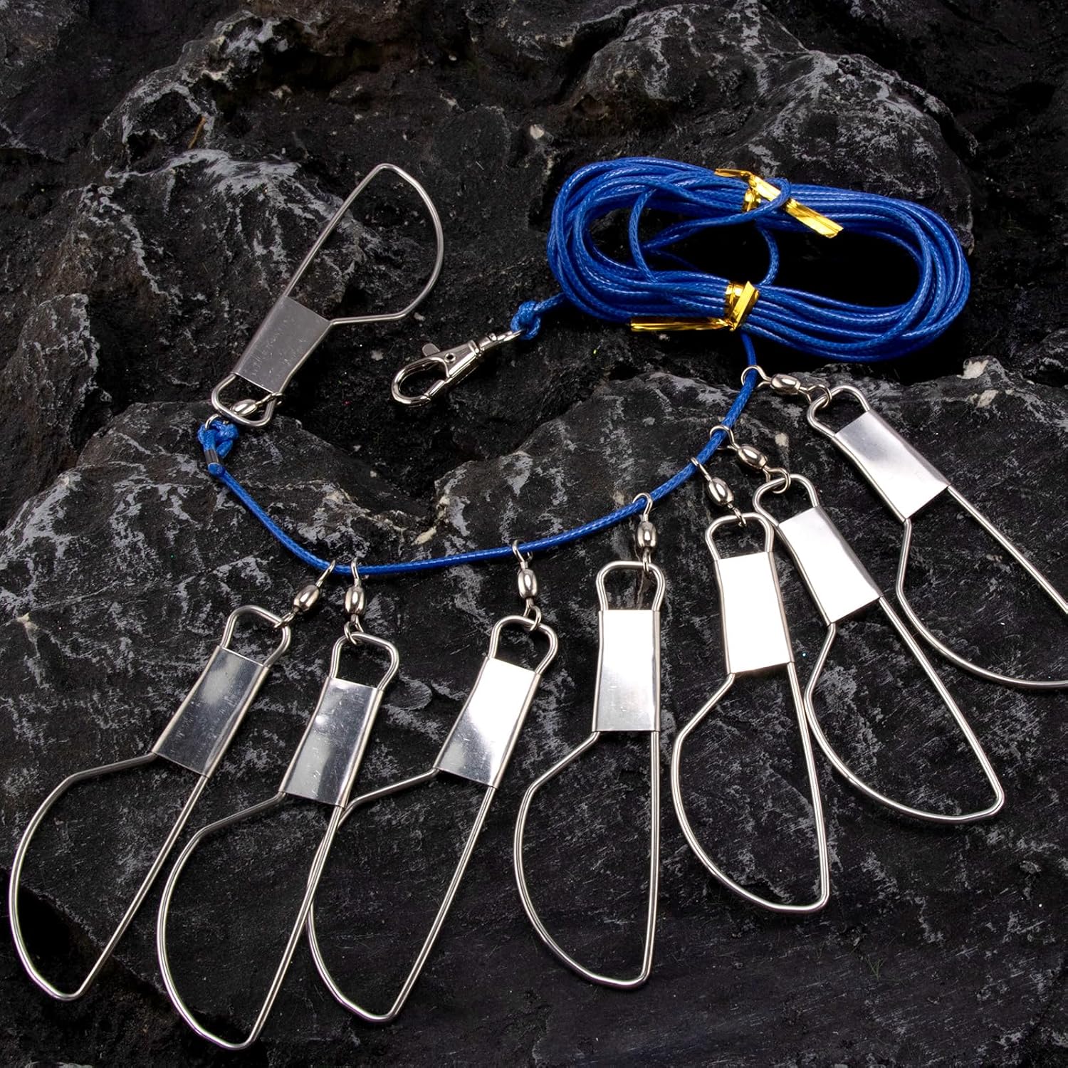 Fish Stringer 16ft/6.5ft, Fishing with Stainless Steel Swivels Snaps Lock and Heavy Duty Ground Pillar, Stringers Trout Gear for Bass Salmon Walleye 16ft 8 snaps - Image 6