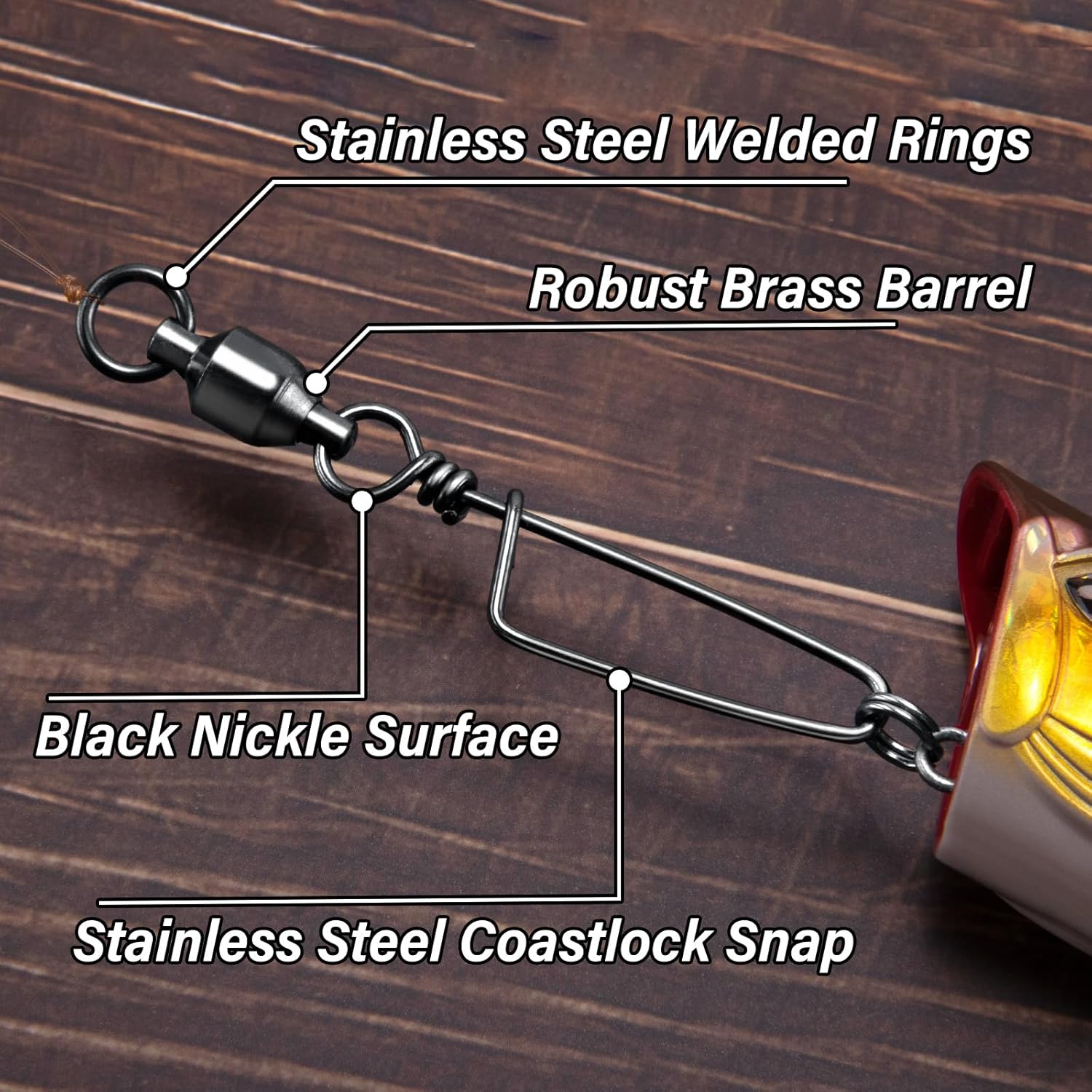 Fishing Snap Swivels, High Strength Ball Bearing Swivel with Stainless Steel Coastlock 26-503LB, Black Nickel Coating Corrosion Resistance Freshwater Saltwater  #6-178LB-10pcs-Extra Inventory - Image 3