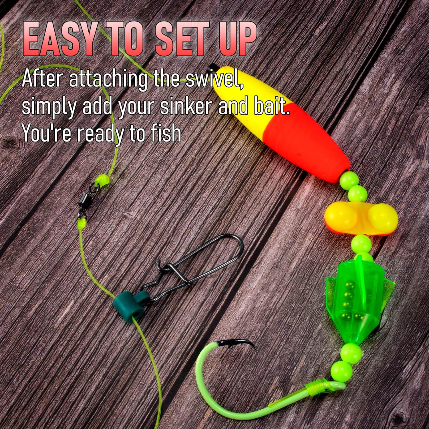 5-Pack Catfish Bait Float Rigs Kit, Ready Cat Fish Rig with Rattles Peg Floats Beads Circle Hooks 6/0 8/0 10/0, Catfishing Tackle Equipment Rattle Floater Bobbers Fishing Gear  Hook - 30LB Line - Image 5