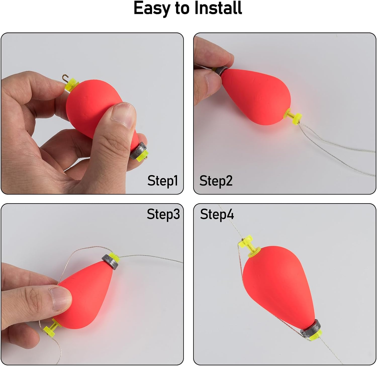 10 Pack Fishing Bobbers Floats, Weighted for Pear Shape EVA Foam Oval Snap-on Floats Corks Floaters Buoys Crappie Bass Panfish Bluegills Trout Yellow&Green 1.6IN - 9/32OZ - Image 4