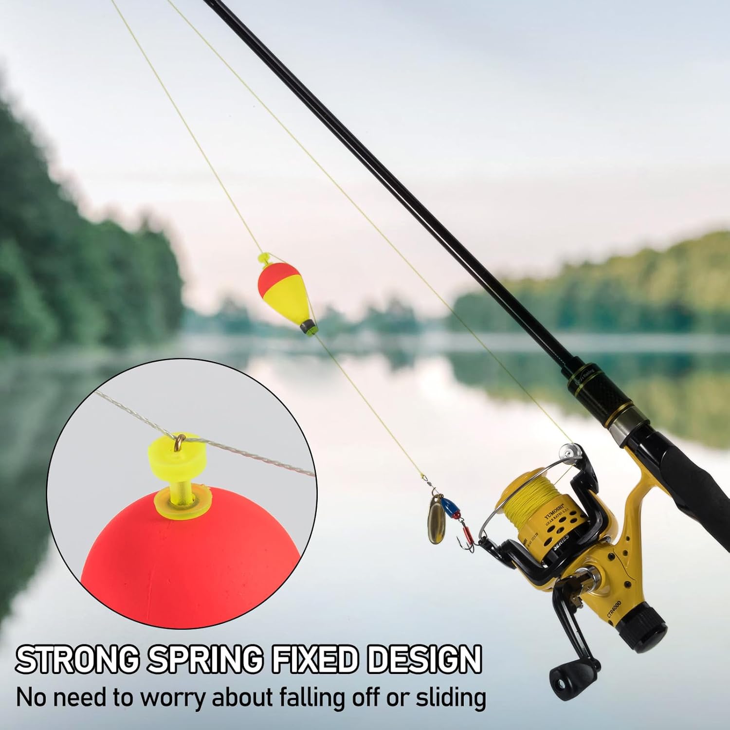 10 Pack Fishing Bobbers Floats, Weighted for Pear Shape EVA Foam Oval Snap-on Floats Corks Floaters Buoys Crappie Bass Panfish Bluegills Trout Yellow&Green 1.6IN - 9/32OZ - Image 6