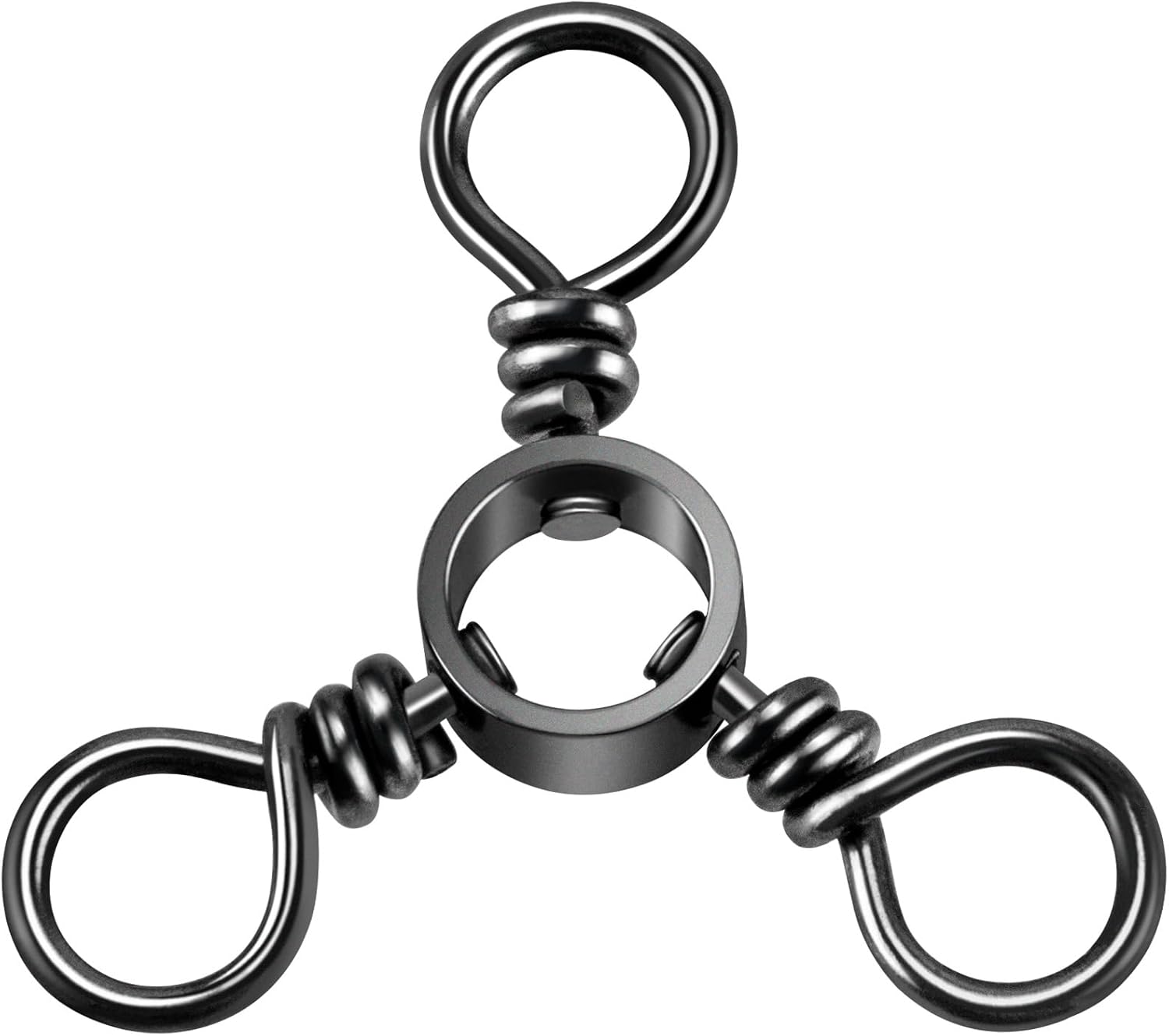 100-Pack 3 Way Swivels Fishing Tackle, 28-143LB Stainless Steel Black Nickel Three Swivel Connectors Saltwater Freshwater Surf Deep Drop Catfishing Rigs Tackle  #5-40LB-100 Pack - Image 1