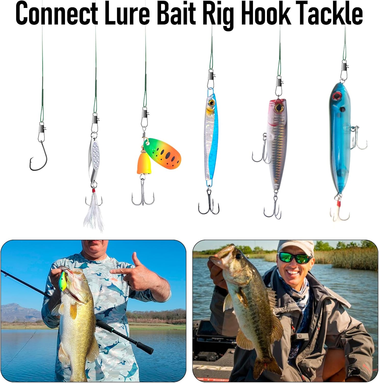 50PCS Fishing Leaders, Fish Line Stainless Steel Wire with Swivels Snap, High-Strength 30LB Hi-Low Rig Leader Tackle Gear Connector for Lures Baits Rigs Hooks Black 6IN - Image 6