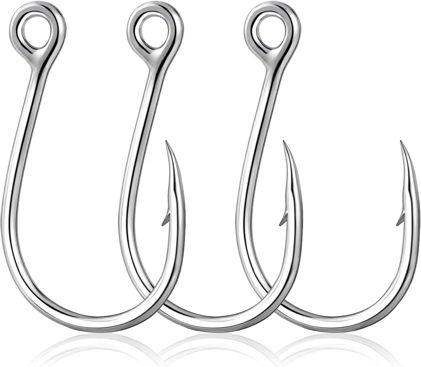 10-Pack Inline Hooks 5X Strong Single Replacement Hook for Hard Baits, High Carbon Steel Heavy Duty Welded Eye Fishing Hooks, Jigging Freshwater Saltwater Trolling Tackle  #3/0 - Image 1