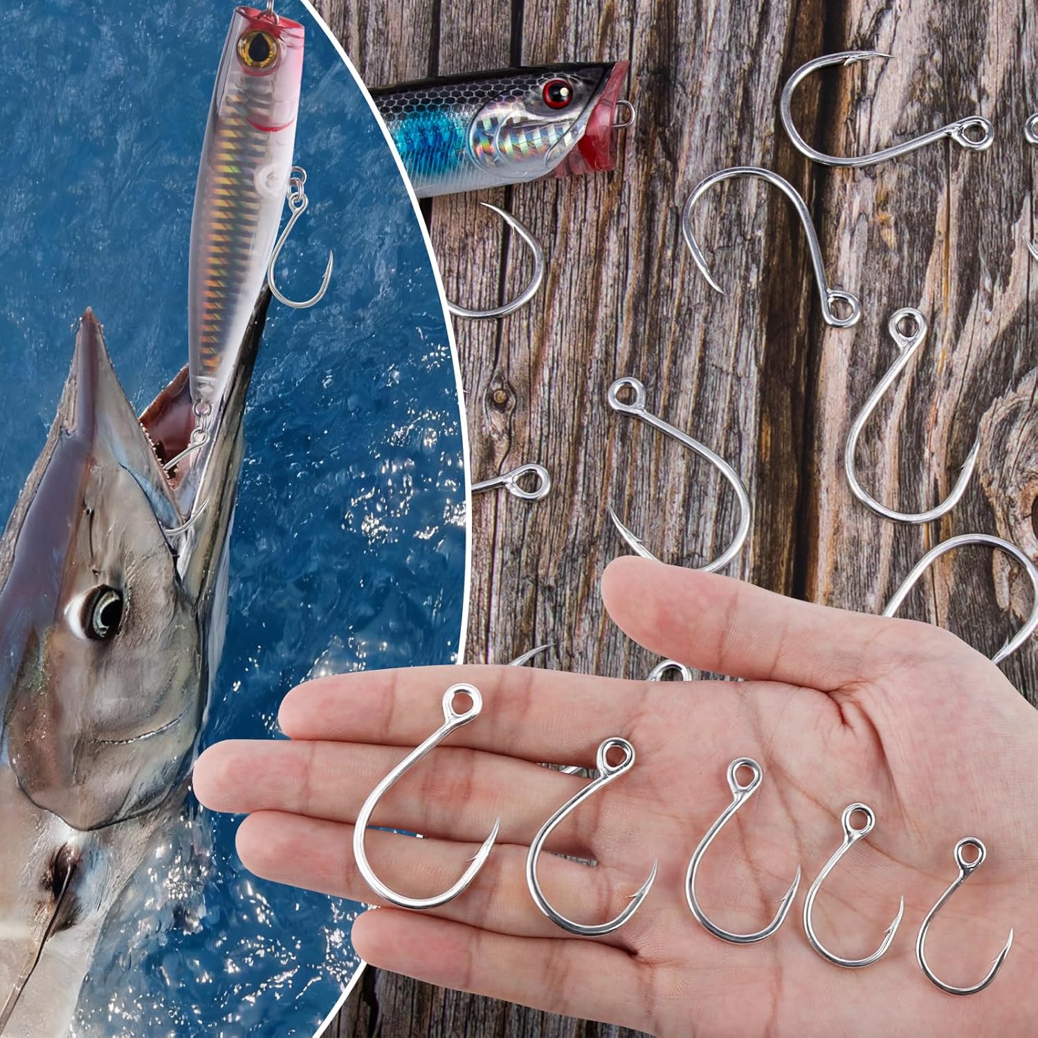 10-Pack Inline Hooks 5X Strong Single Replacement Hook for Hard Baits, High Carbon Steel Heavy Duty Welded Eye Fishing Hooks, Jigging Freshwater Saltwater Trolling Tackle  #3/0 - Image 7