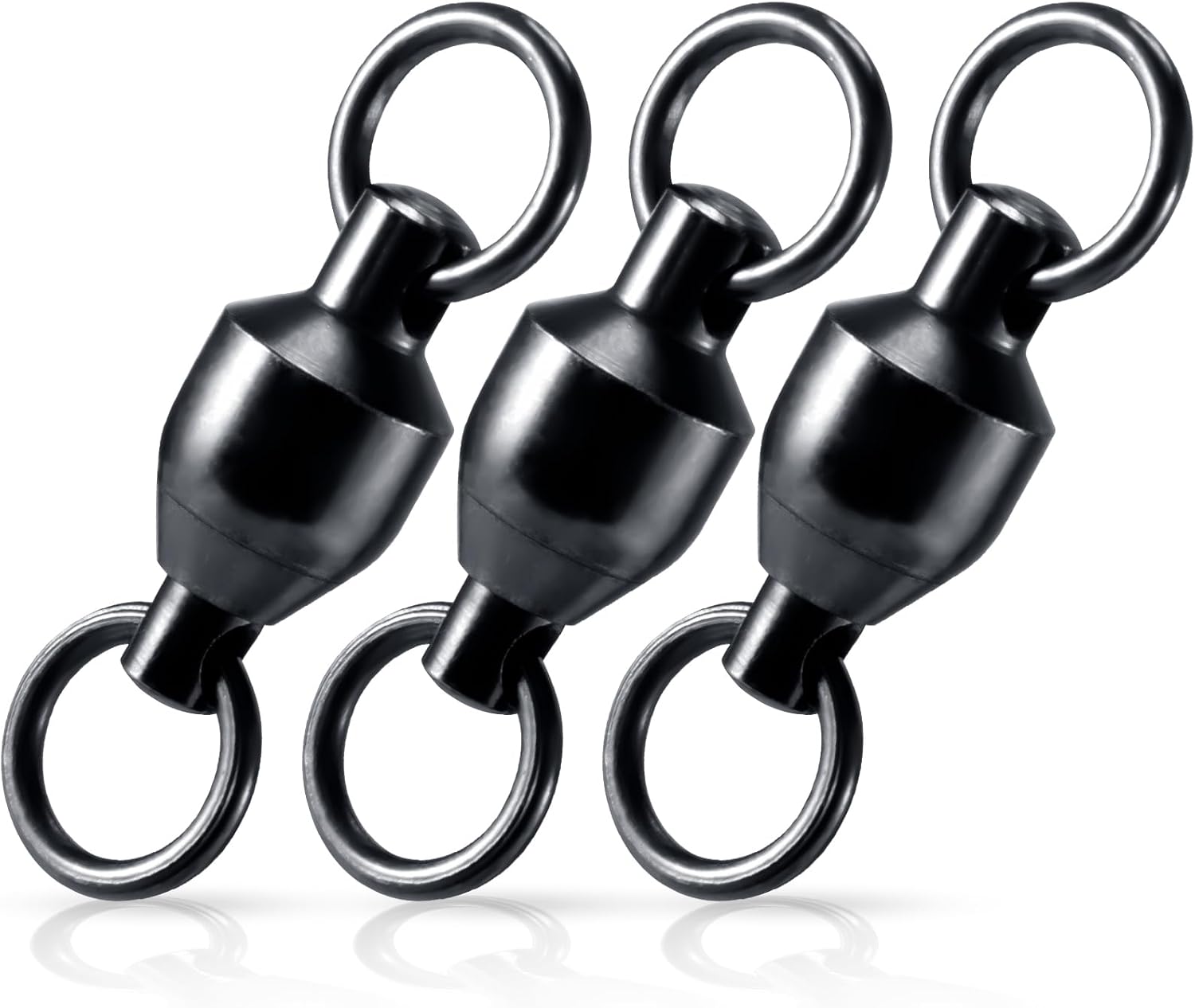 30-Pack Fishing Swivels Ball Bearing Tackle, High Strength Stainless Steel Solid Welded Rings Barrel Swivel Hook Line Connector with Black Nickel Coating Saltwater Freshwater  #0-33LB - Image 1