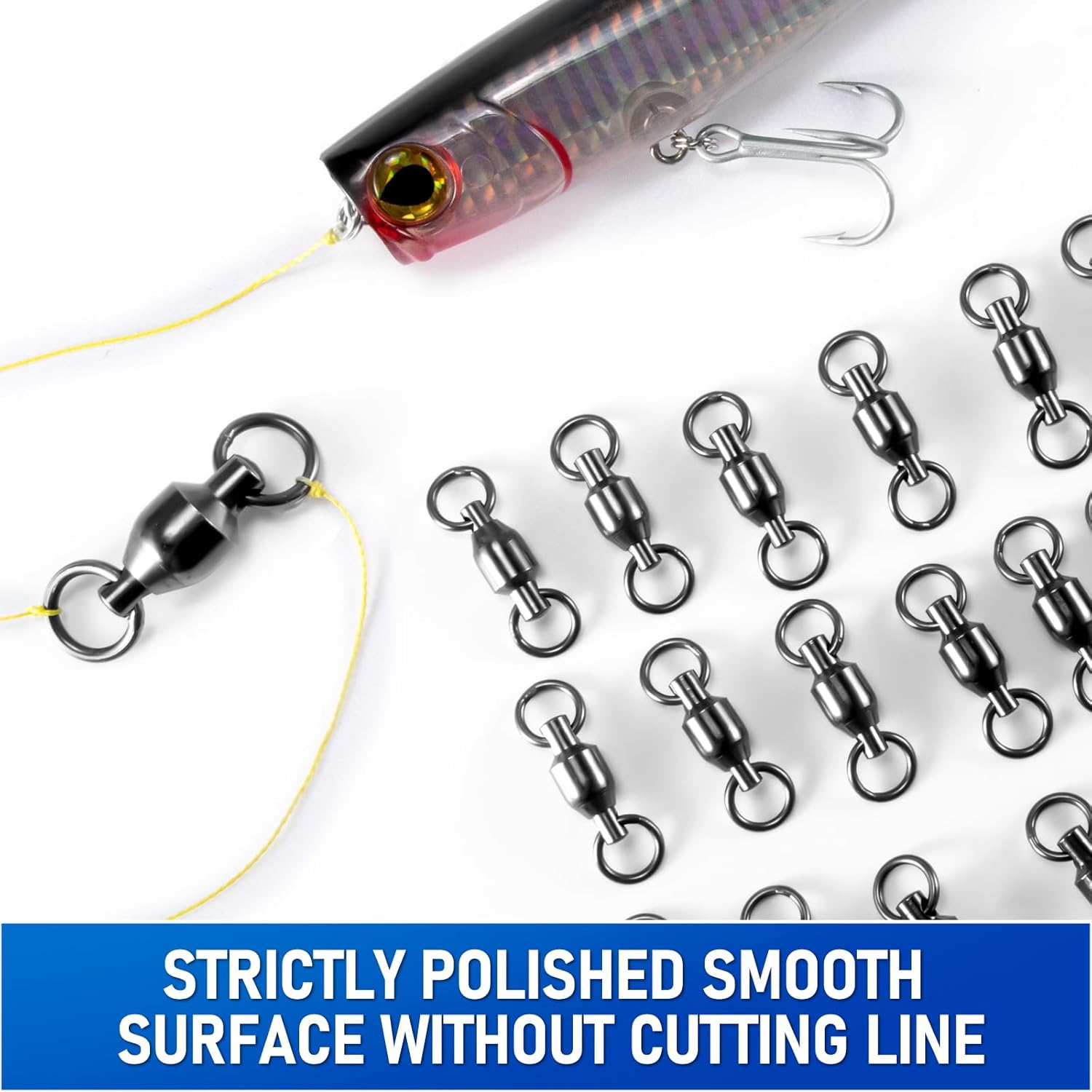 30-Pack Fishing Swivels Ball Bearing Tackle, High Strength Stainless Steel Solid Welded Rings Barrel Swivel Hook Line Connector with Black Nickel Coating Saltwater Freshwater  #0-33LB - Image 5