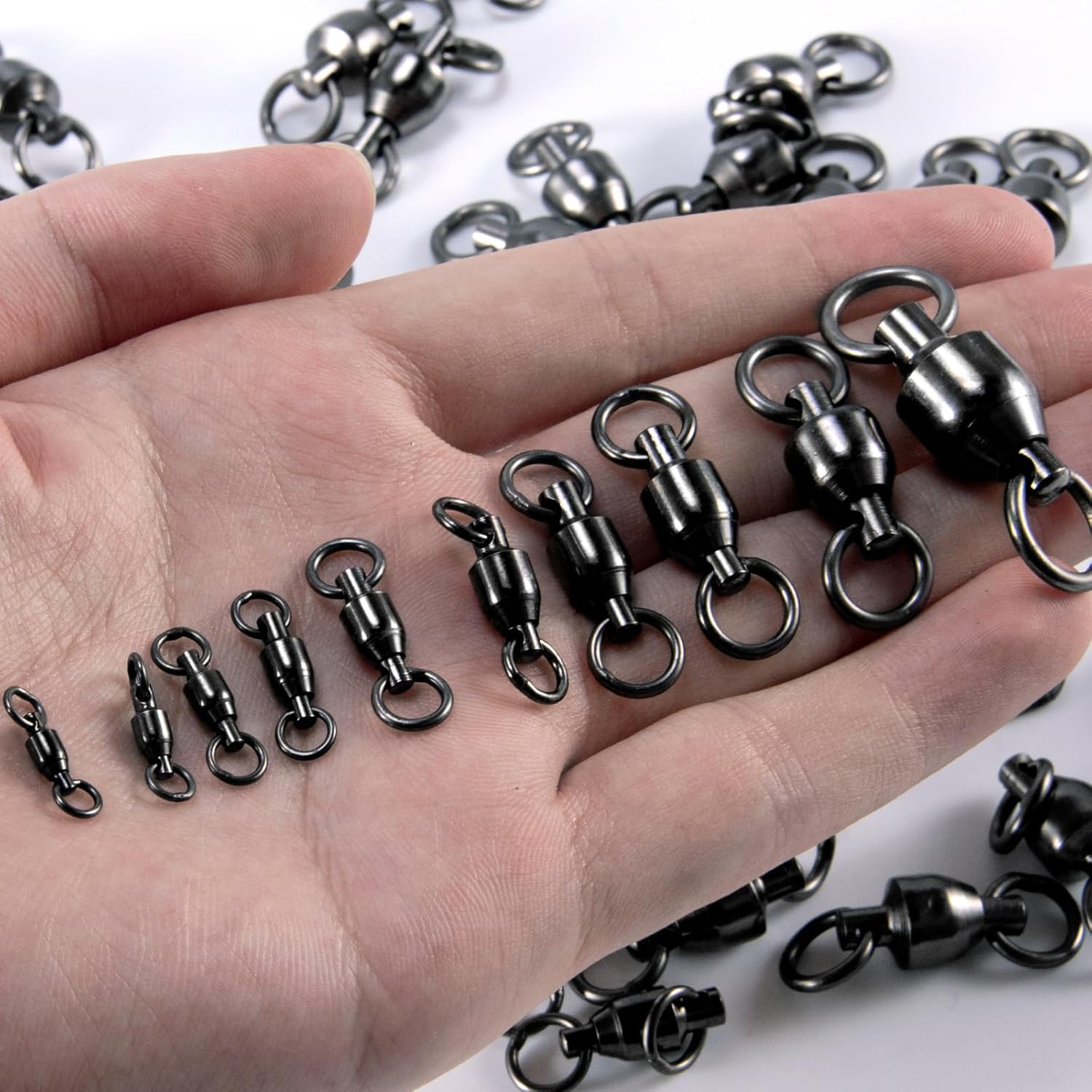 30-Pack Fishing Swivels Ball Bearing Tackle, High Strength Stainless Steel Solid Welded Rings Barrel Swivel Hook Line Connector with Black Nickel Coating Saltwater Freshwater  #0-33LB - Image 7