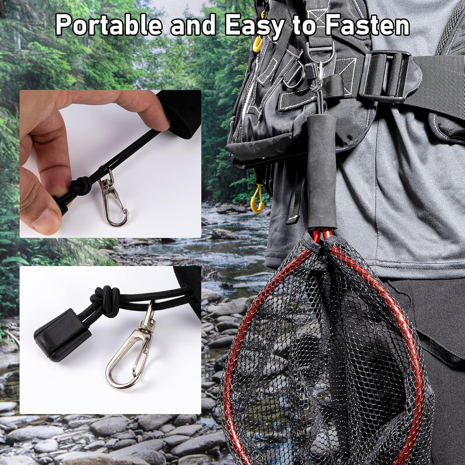 Fly Fishing Net with EVA Handle, Ice Landing Nets CNC Aluminum Alloy Frame, Rubber Coated Mesh Trout Kayak for Crappie Bass Sunfish Bulegill Panfish Black - Image 4