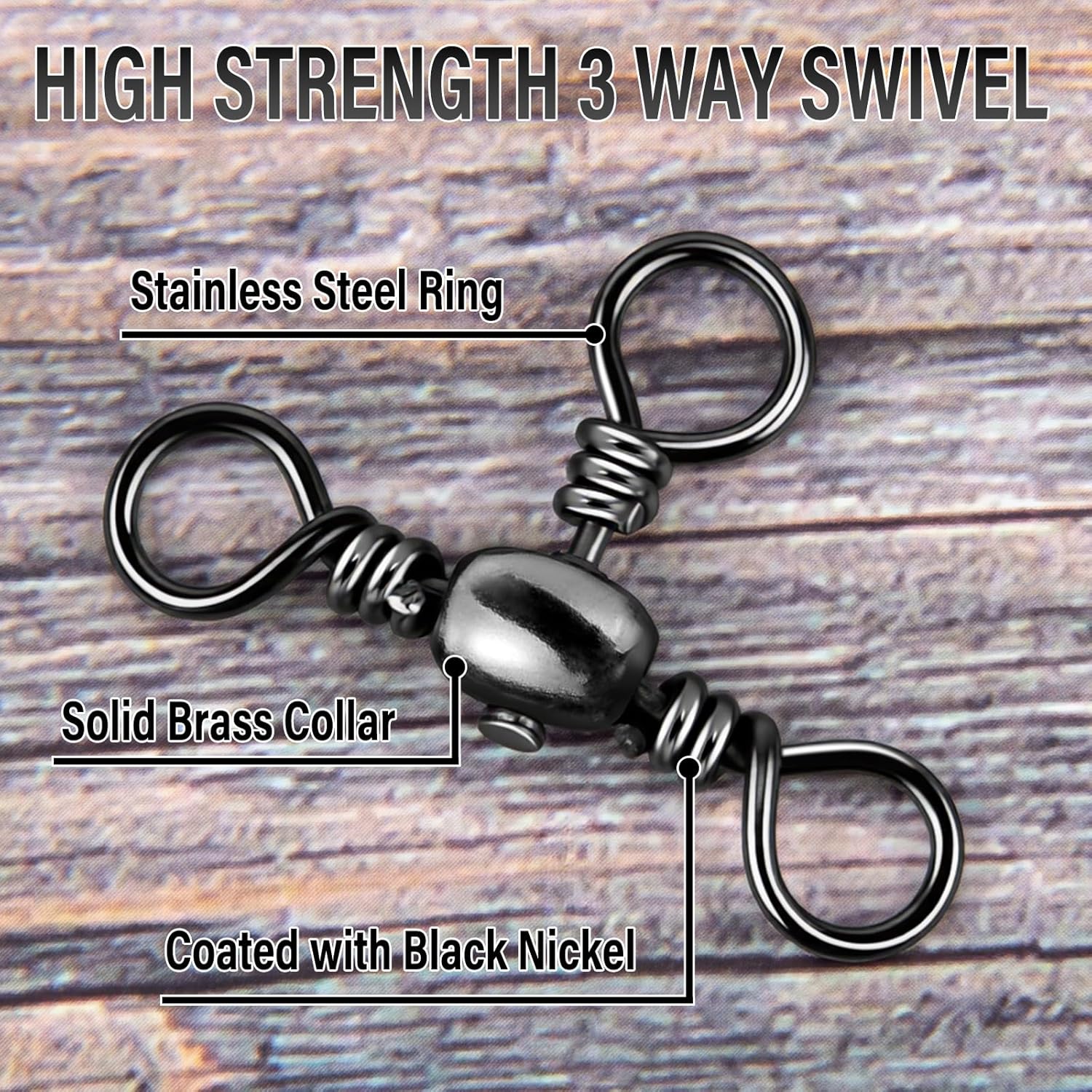 50-Pack 3 Way Swivels Fishing Tackle High Strength Stainless Steel Barrel 35-175LB Three Swivel for Saltwater Freshwater Catfish Rigs Surf  #2-101LB - Image 4