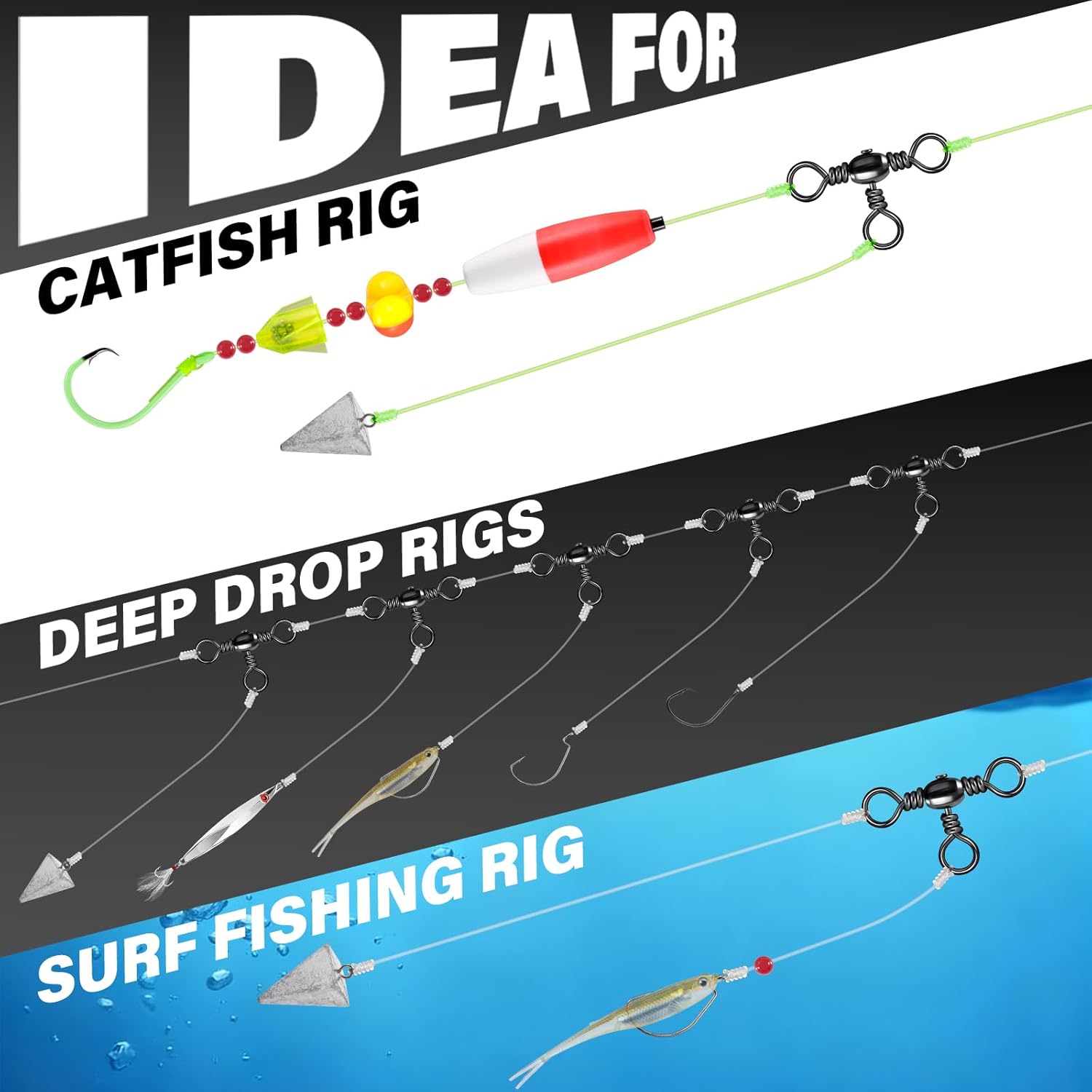 50-Pack 3 Way Swivels Fishing Tackle High Strength Stainless Steel Barrel 35-175LB Three Swivel for Saltwater Freshwater Catfish Rigs Surf  #2-101LB - Image 6