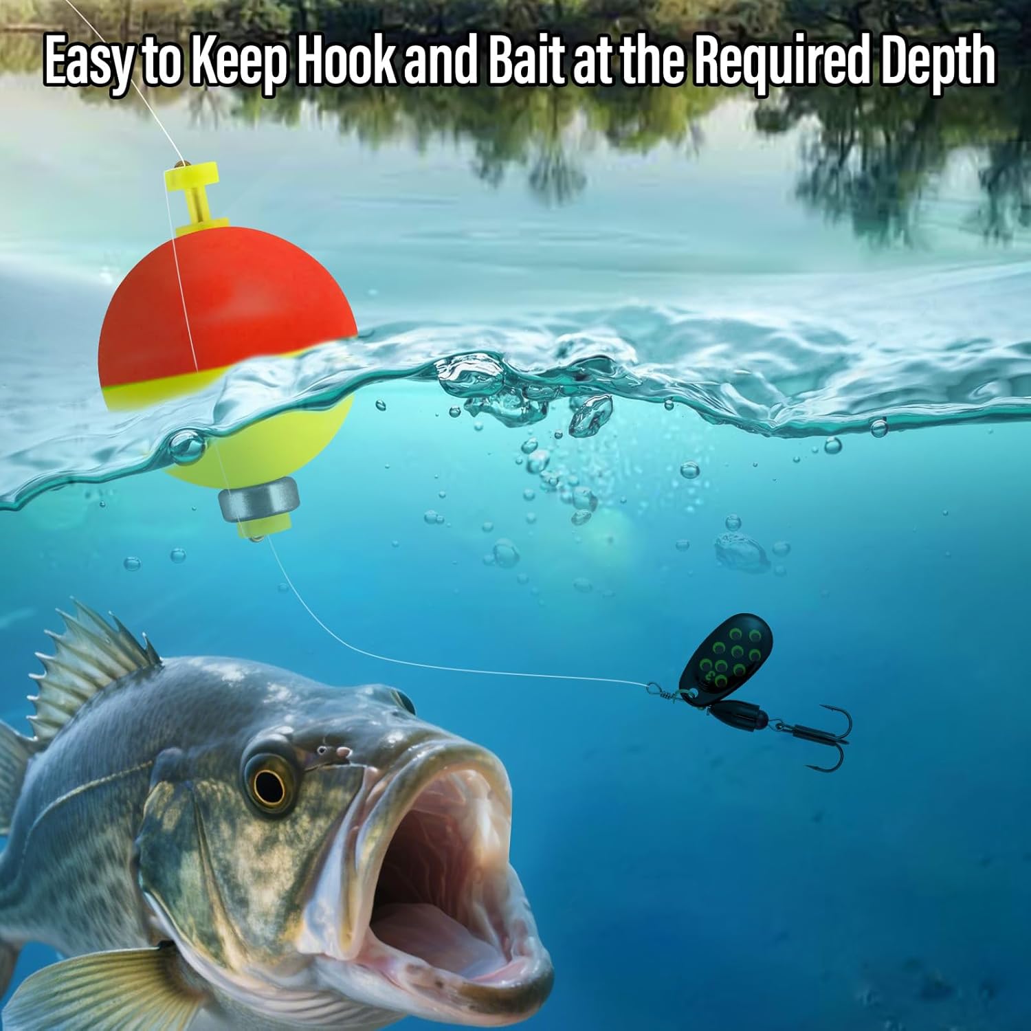 15-Pack Fishing Bobbers Floats, Weighted for Ball EVA Foam Snap-on Floats Corks Floaters Buoys Crappie Bass Panfish Bluegills Trout  #S-0.93in-1/8oz - Image 6