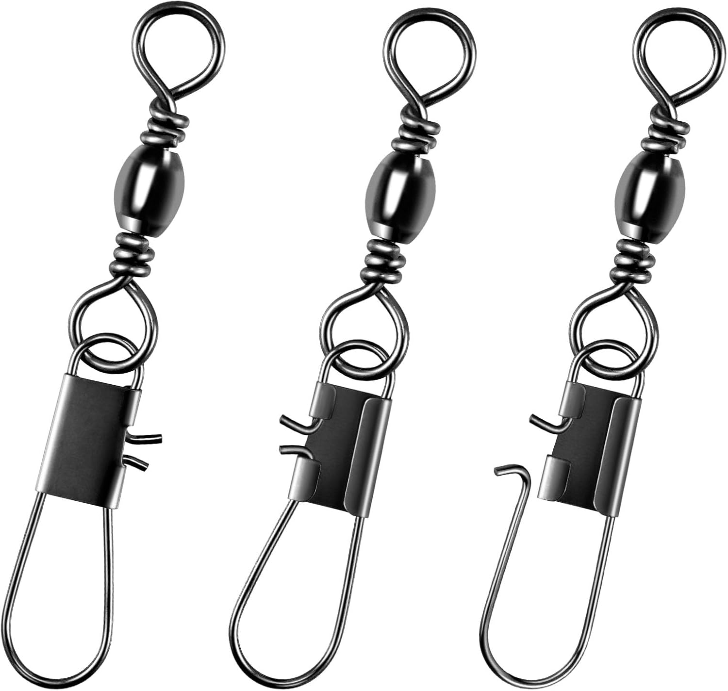 100-Pack Fishing Barrel Swivels with Snaps, Snap Tackle Stainless Safty Interlock Lure Hook Connector Clips Freshwater 31LB - Image 1