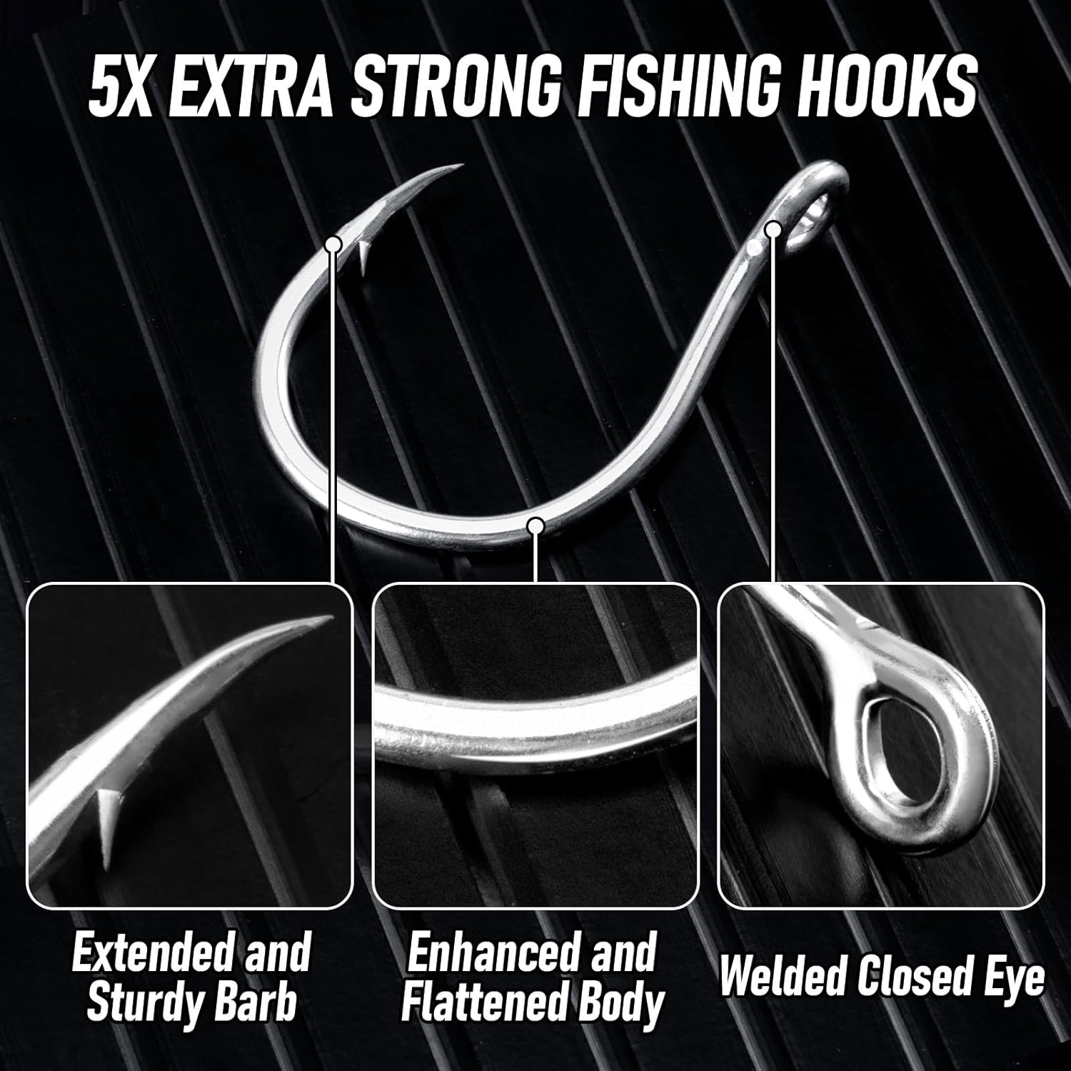 Fishing Circle Hooks 5X Strong Catfish Octopus Livebait Hooks, High Carbon Steel Welded Hook Jigging Replacement for Freshwater Saltwater Trolling Tackle Tuna, Marlin, Wahoo  #4/0 - 10 Pack - Image 3