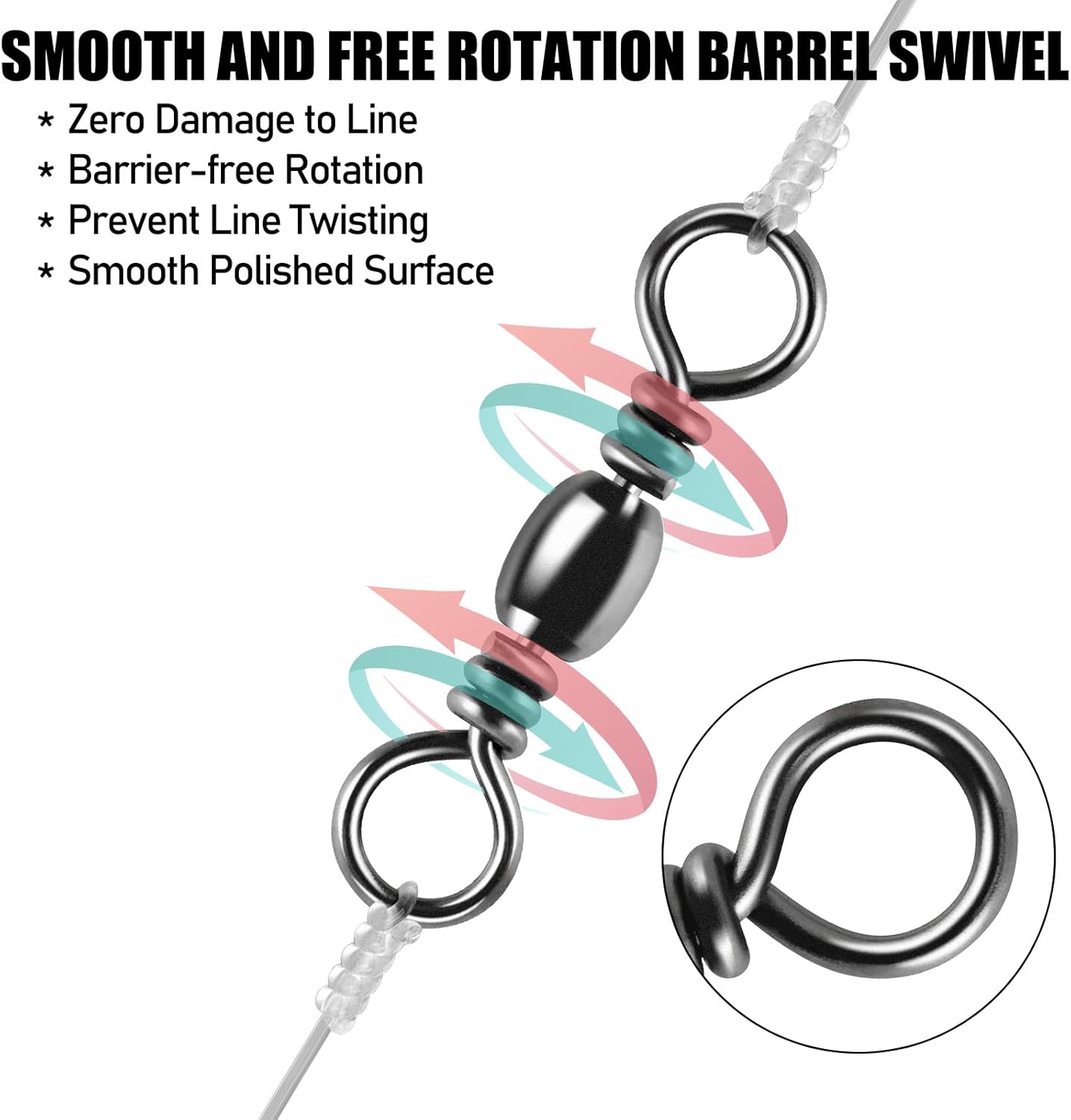 50-Pack Fishing Power Speed Clips 25LB Buy with 100-Pack Barrel Swivels 30LB - Image 8