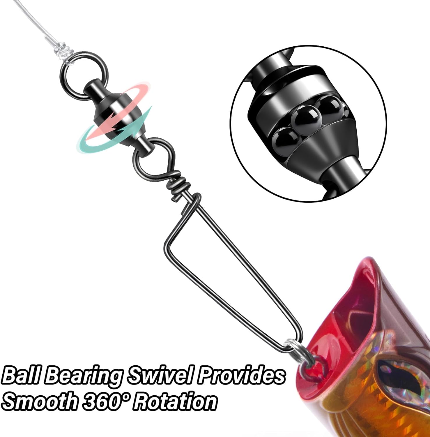 25-Pack Fishing Snap Swivels, High Strength Ball Bearing Swivel with Stainless Steel Coastlock Snaps, Black Nickel Coating Corrosion Resistance Freshwater Saltwater Snaps Swivels #9 - Image 4