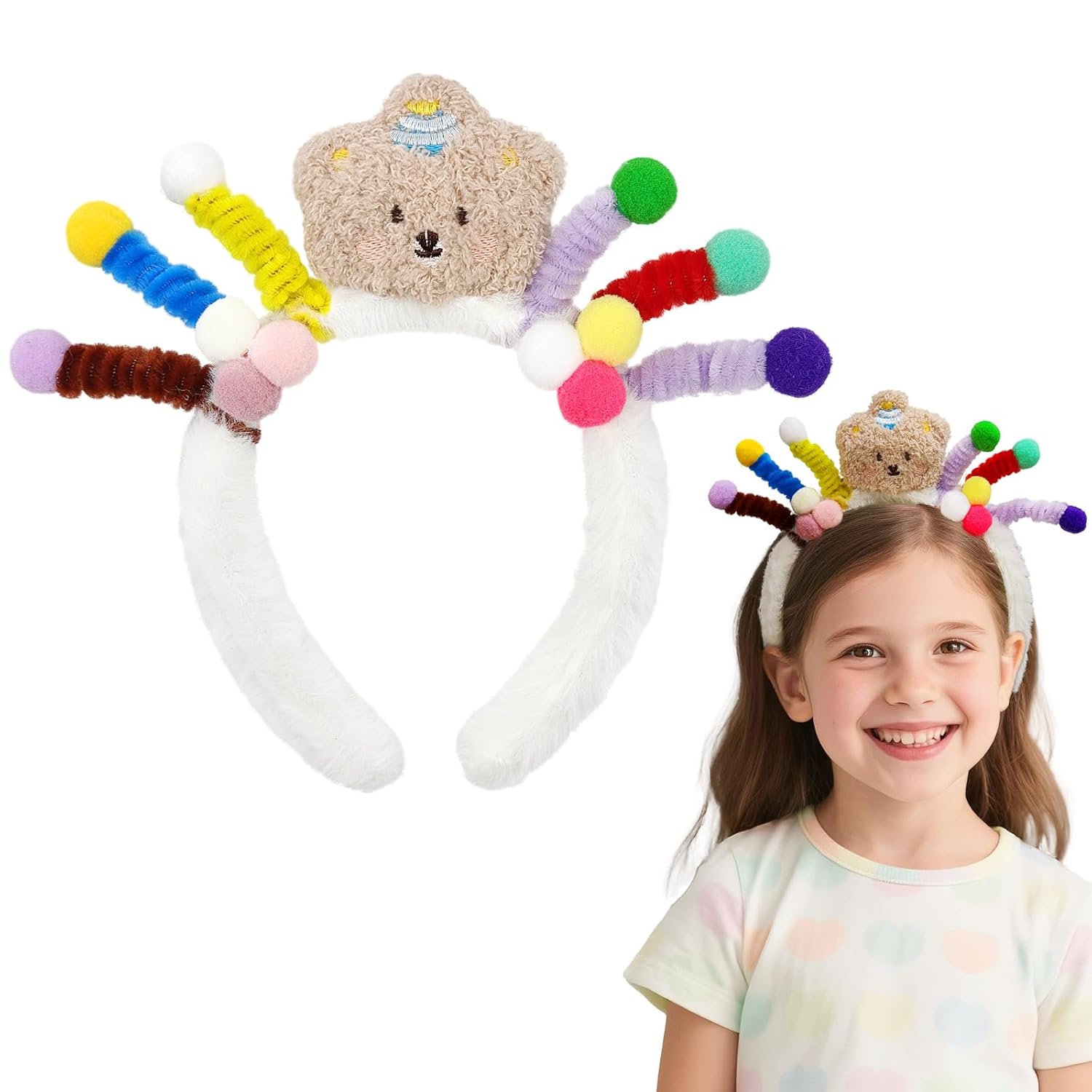 Cute Headband for Toddler Girls, Crazy Hair Day Accessories Kids, Stocking Stuffer Little Girl, Girls Washing Face and Skincare, 1 PCS - Image 1