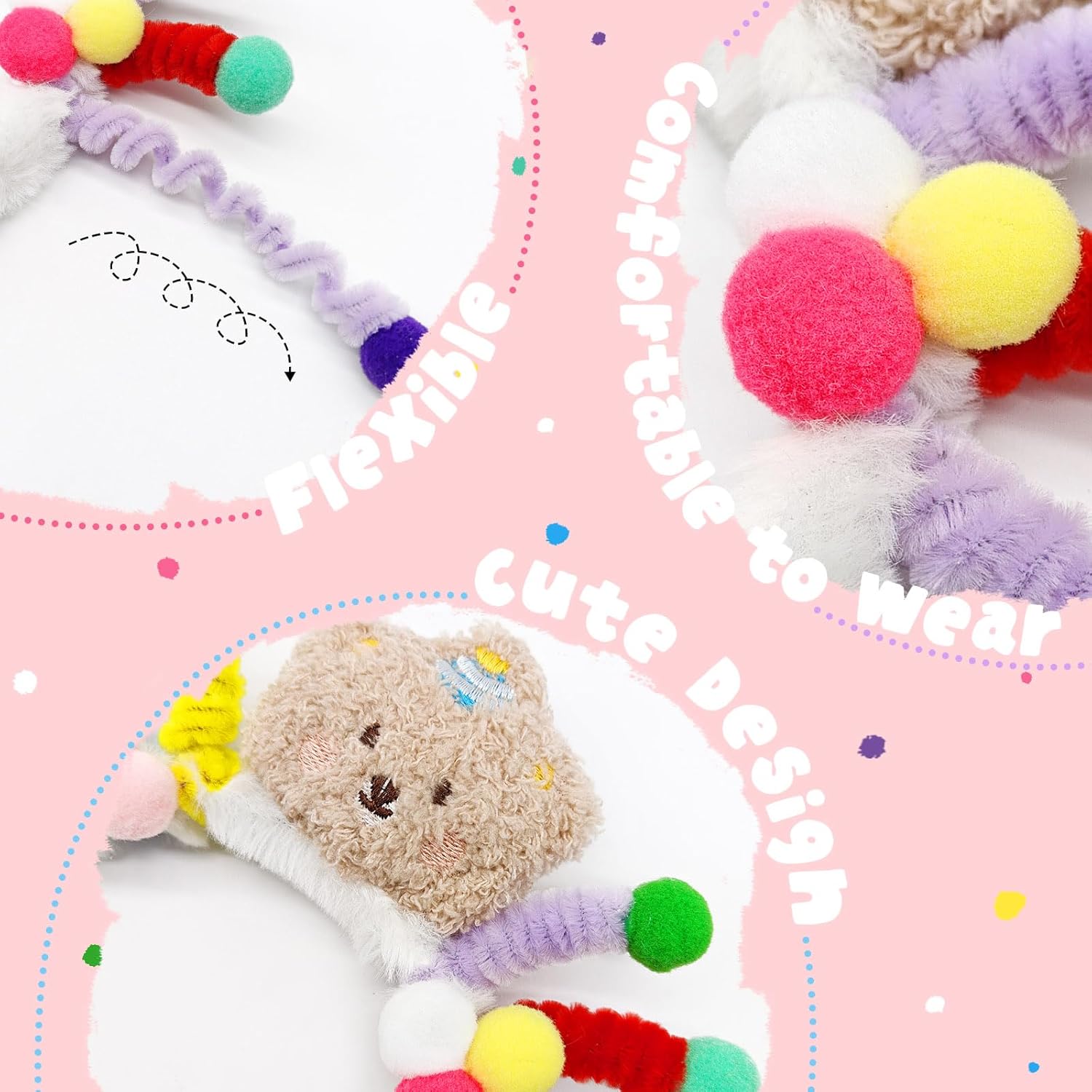 Cute Headband for Toddler Girls, Crazy Hair Day Accessories Kids, Stocking Stuffer Little Girl, Girls Washing Face and Skincare, 1 PCS - Image 4