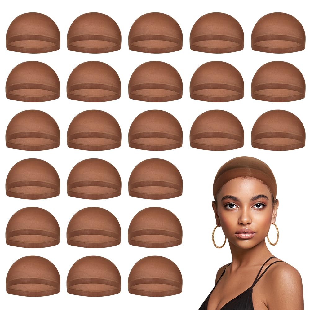 Brown Wig Caps for Women, Stocking Cap Lace Front Wig, Dark 24 PCS - Image 1
