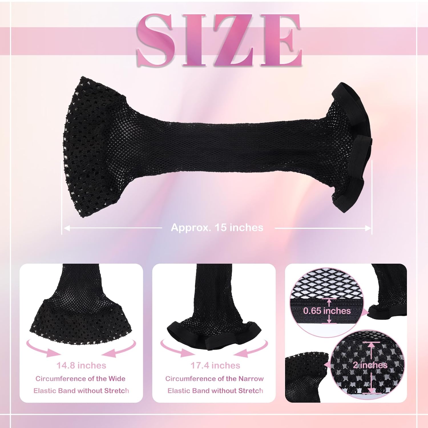 Hair Net for Wig, Wig Caps Women Long Hair, Halloween Cosplay, Black 2 PCS - Image 2