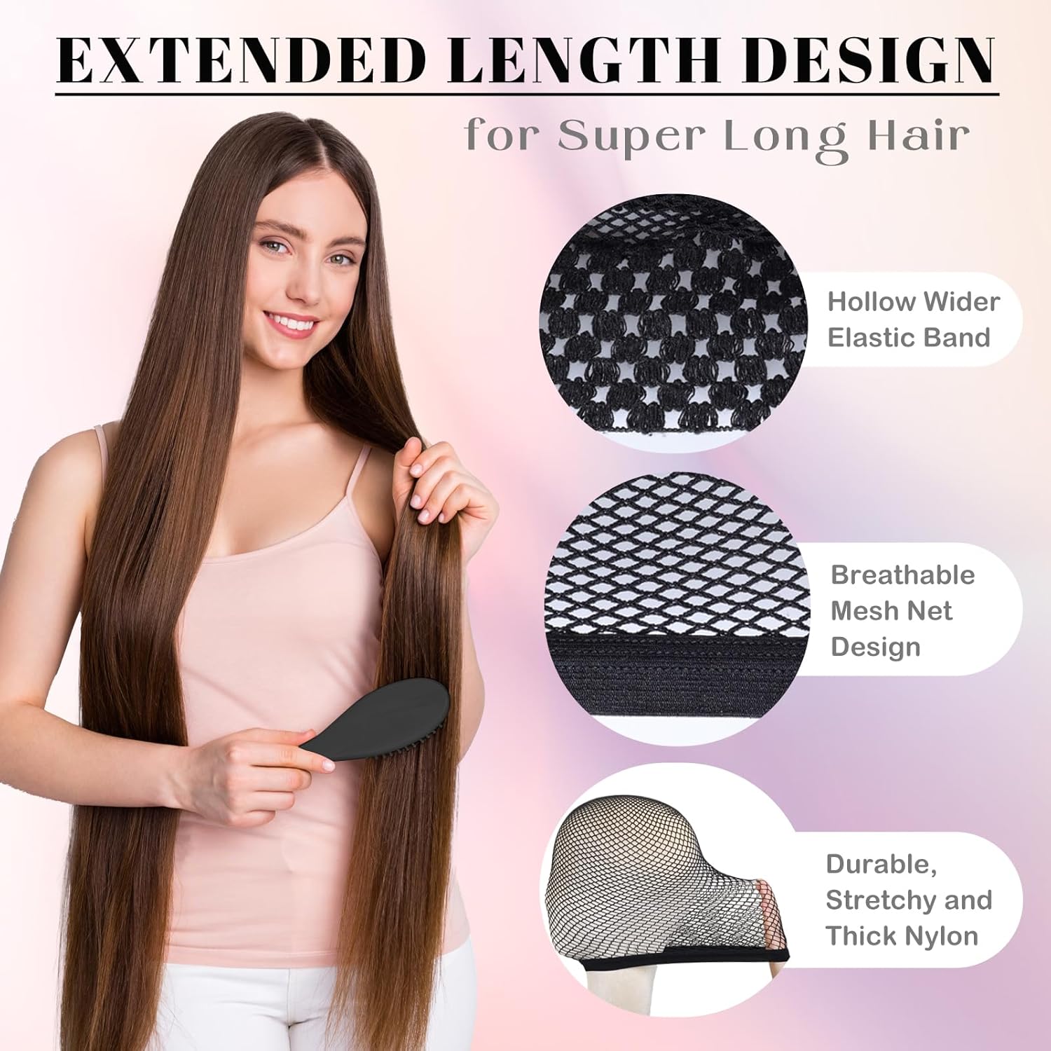Hair Net for Wig, Wig Caps Women Long Hair, Halloween Cosplay, Black 2 PCS - Image 4