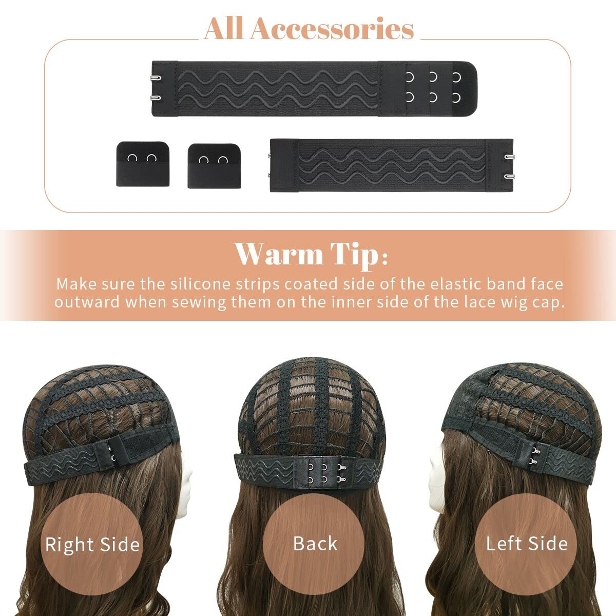 8 PCS Adjustable Wig Elastic Bands with Hook, Sewing for Keeping Wigs in Place - Image 7
