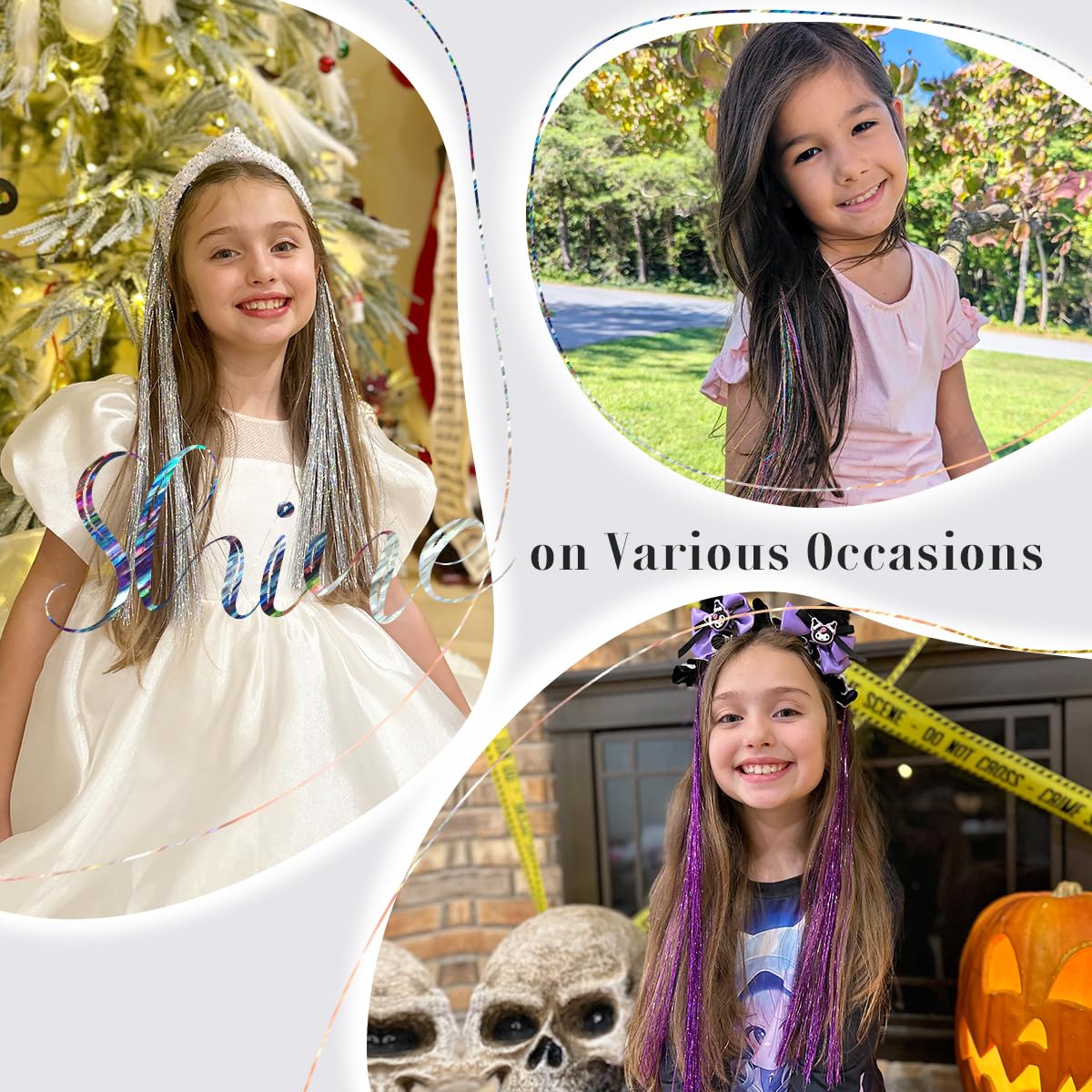 16 PCS Hair Tinsel Extension and 1 PC Halloween Headband - Image 3