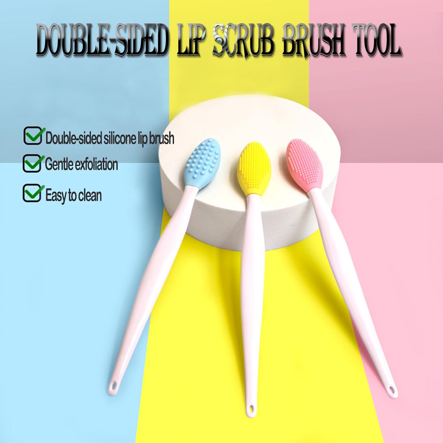 6PCS Lip Scrub Brush Tool,Double-Sided Silicone Exfoliating Lips Brushes,Gentle Exfoliator Scrubber for Smooth,Soft,Bright,Fuller Healthy - Image 2