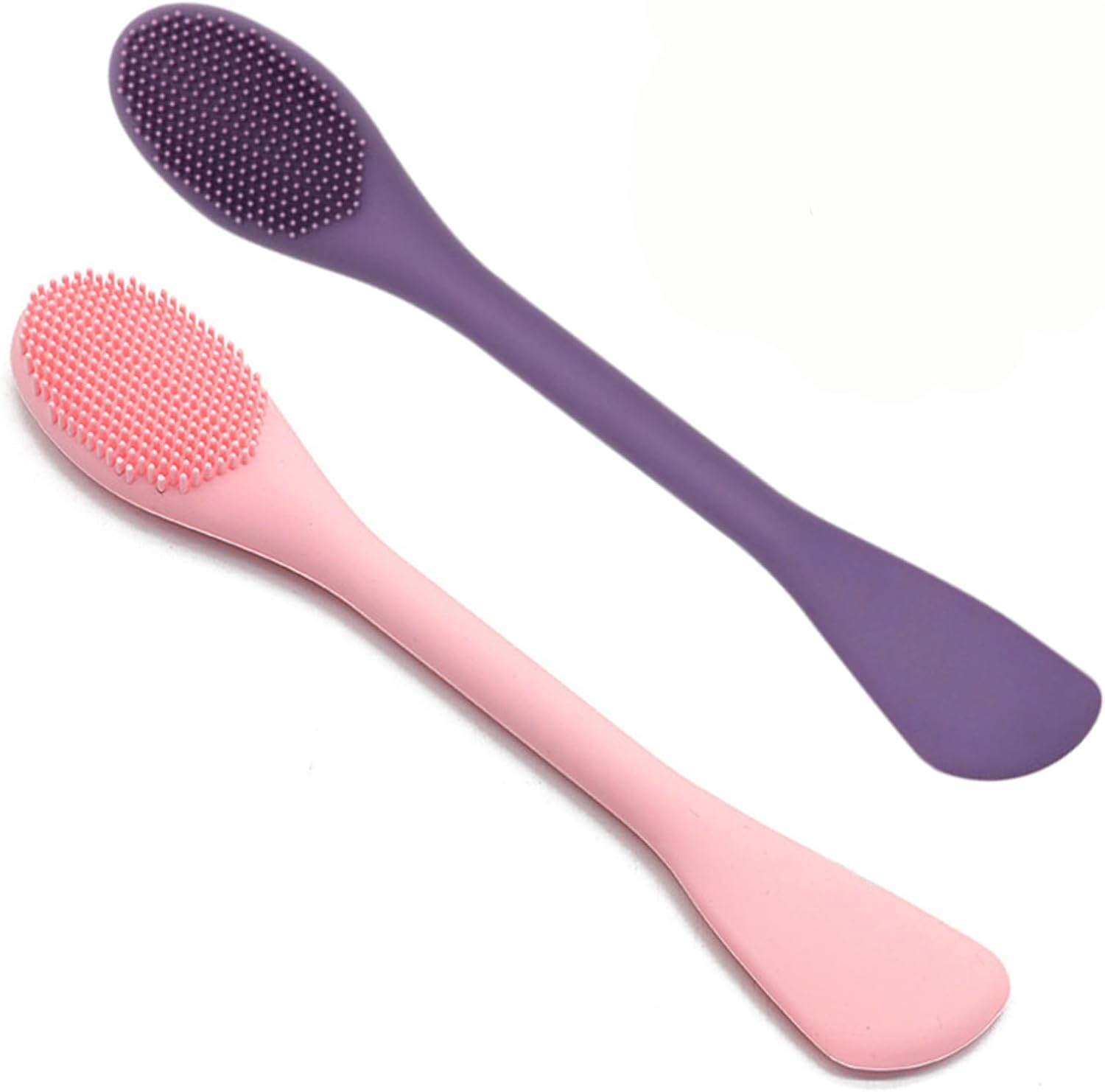 Silicone Face Mask Applicator Brush,Soft DIY Skincare Tools,Scrubber Exfoliator,Facial Cleansing Brush for Deep Gentle Exfoliating (Pink/Purple) Pink/Purple - Image 1