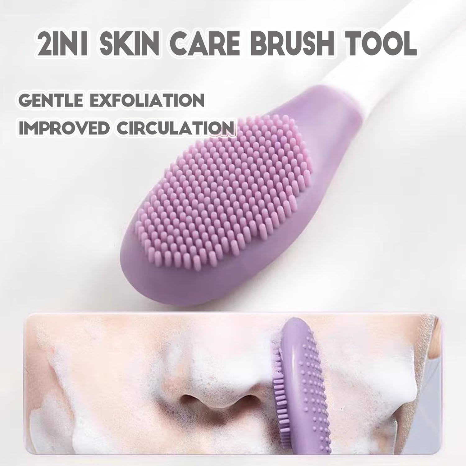 Silicone Face Mask Applicator Brush,Soft DIY Skincare Tools,Scrubber Exfoliator,Facial Cleansing Brush for Deep Gentle Exfoliating (Pink/Purple) Pink/Purple - Image 5