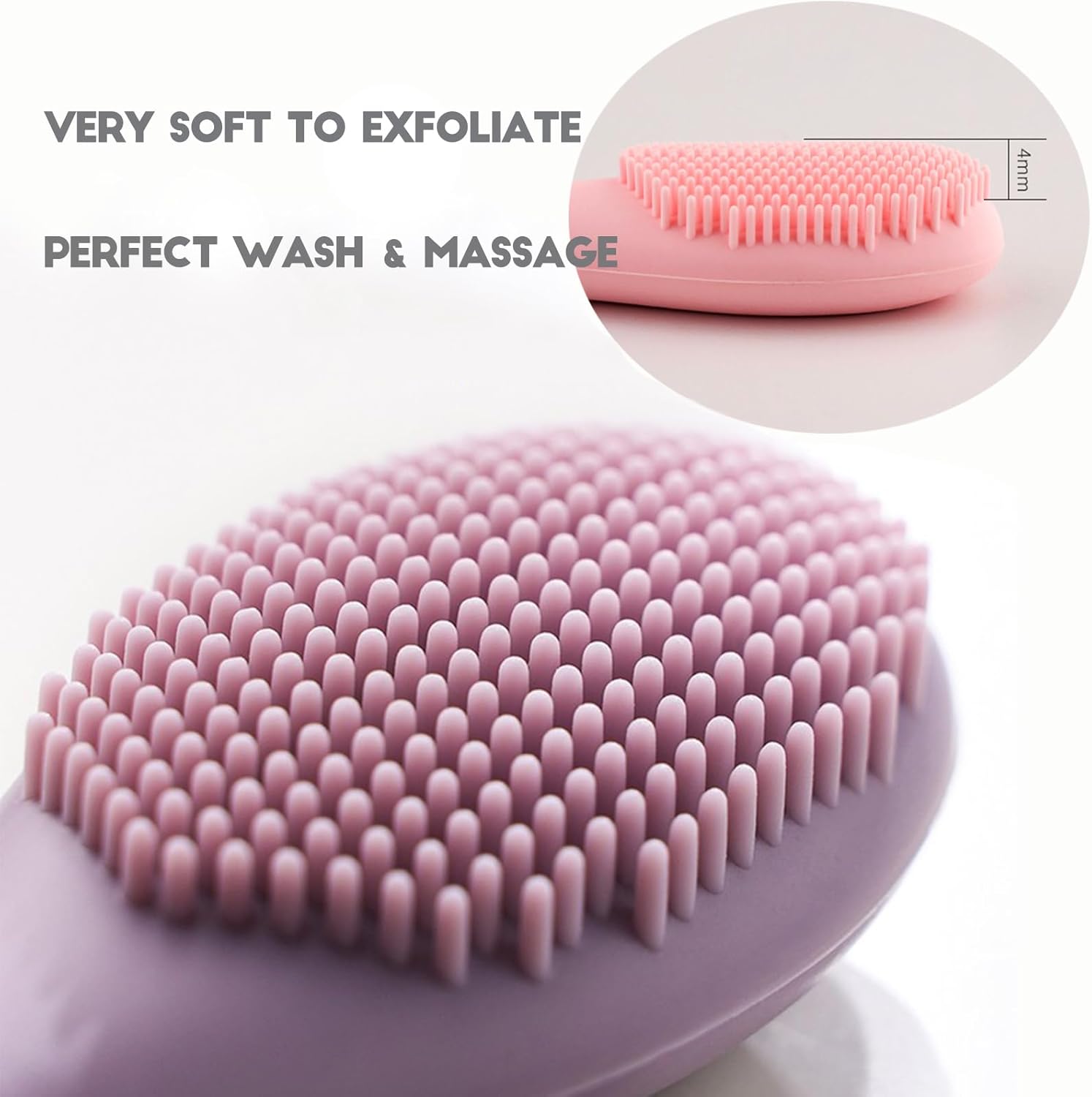 Silicone Face Mask Applicator Brush,Soft DIY Skincare Tools,Scrubber Exfoliator,Facial Cleansing Brush for Deep Gentle Exfoliating (Pink/Purple) Pink/Purple - Image 6