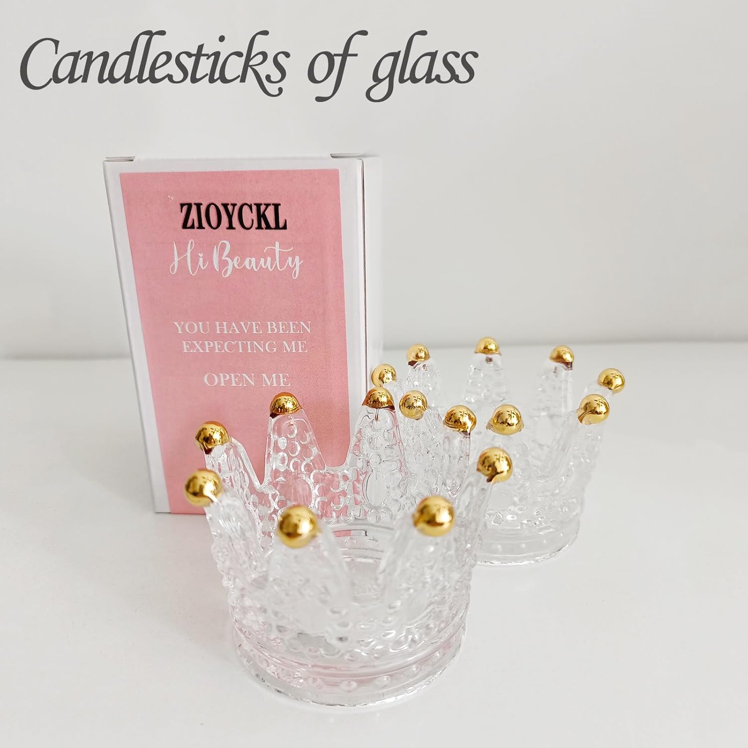 2PCS Crown Votive Candle Holder,Crown Tea Light Candlestick Ornament,Mini Crown,Tealight Holder,Jewelry Ring Holder,for Weddings Party Home Decor Set (Golden, 2PCS) Golden - Image 4