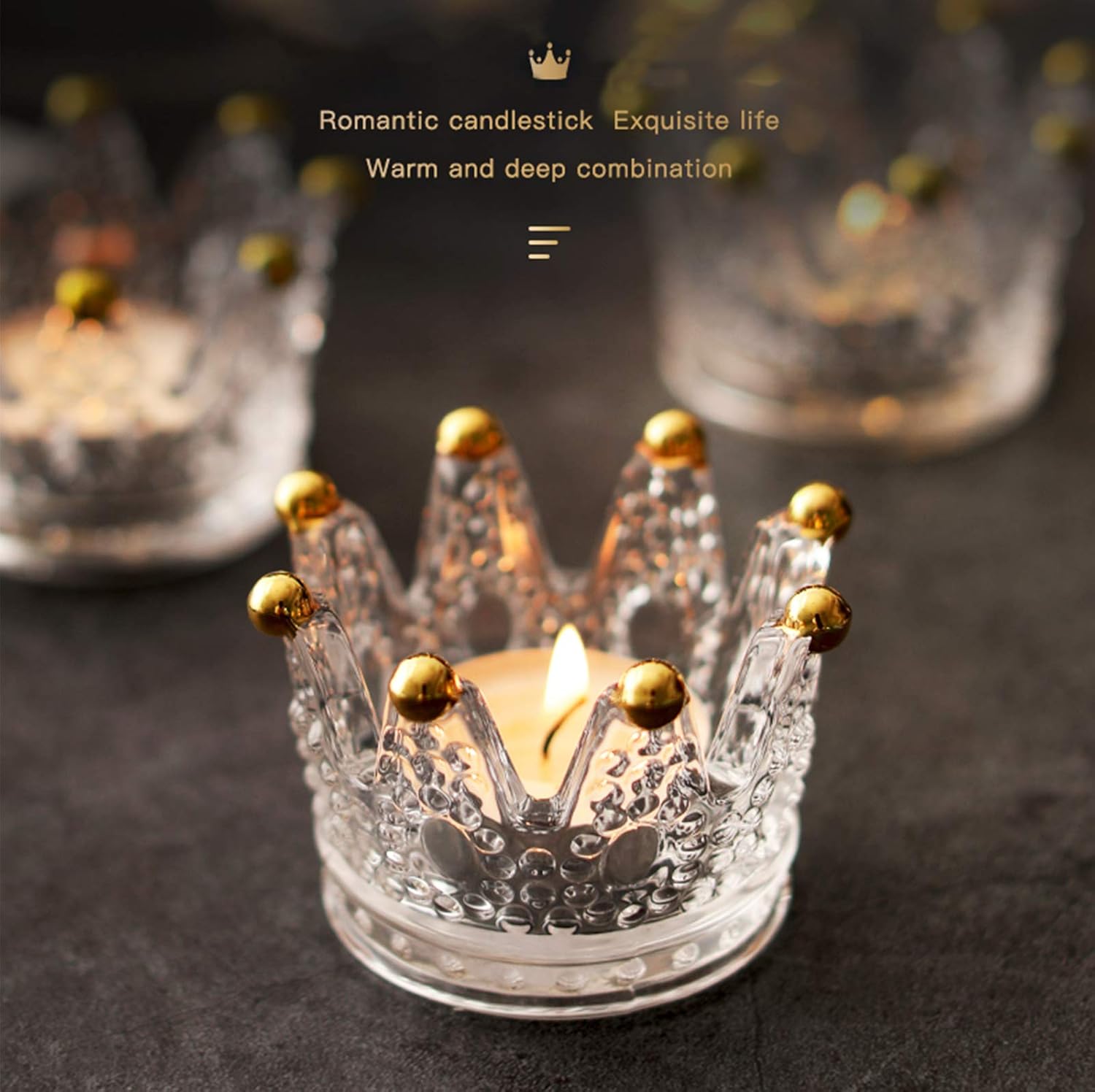 2PCS Crown Votive Candle Holder,Crown Tea Light Candlestick Ornament,Mini Crown,Tealight Holder,Jewelry Ring Holder,for Weddings Party Home Decor Set (Golden, 2PCS) Golden - Image 5