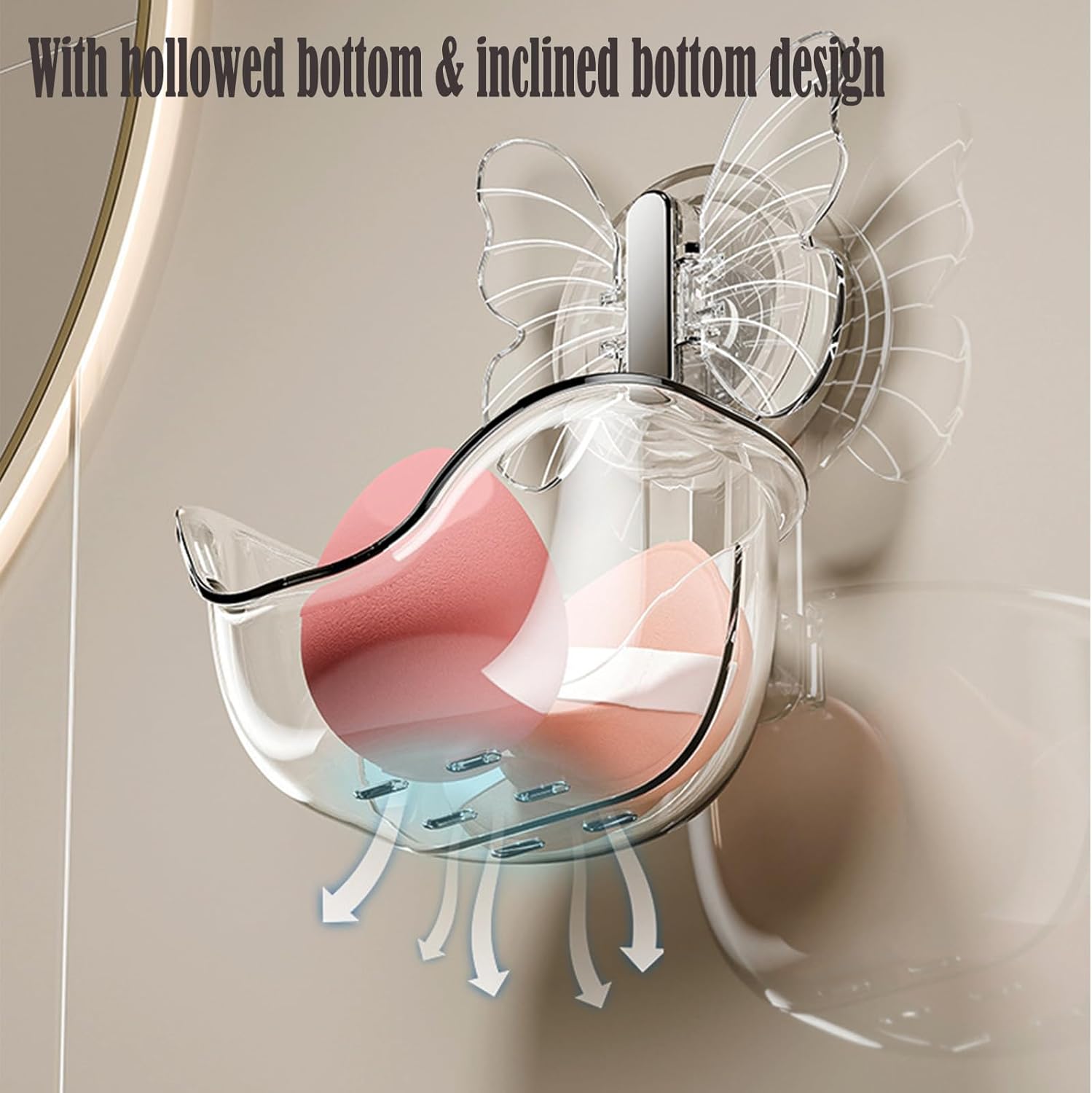 Suction Cup Organizer Storage Rack,Waterproof Shower for Dresser,Shower Set,Waterproof Basket Bathroom,Butterfly Clear - Image 7