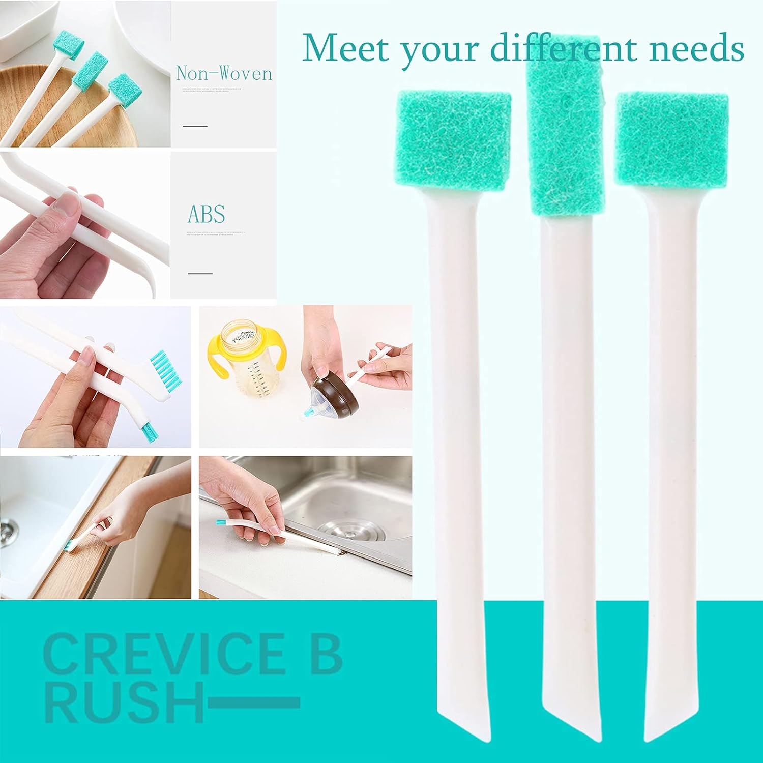 5Pcs Household Cleaning Brushes,Precision Brush Kit/Cleaning Tools, for Corner Stain Dirt Clean Brush,Deep Detail Crevice Cleaner Set,ABS+Non-Woven 5Pcs/Set - Image 2