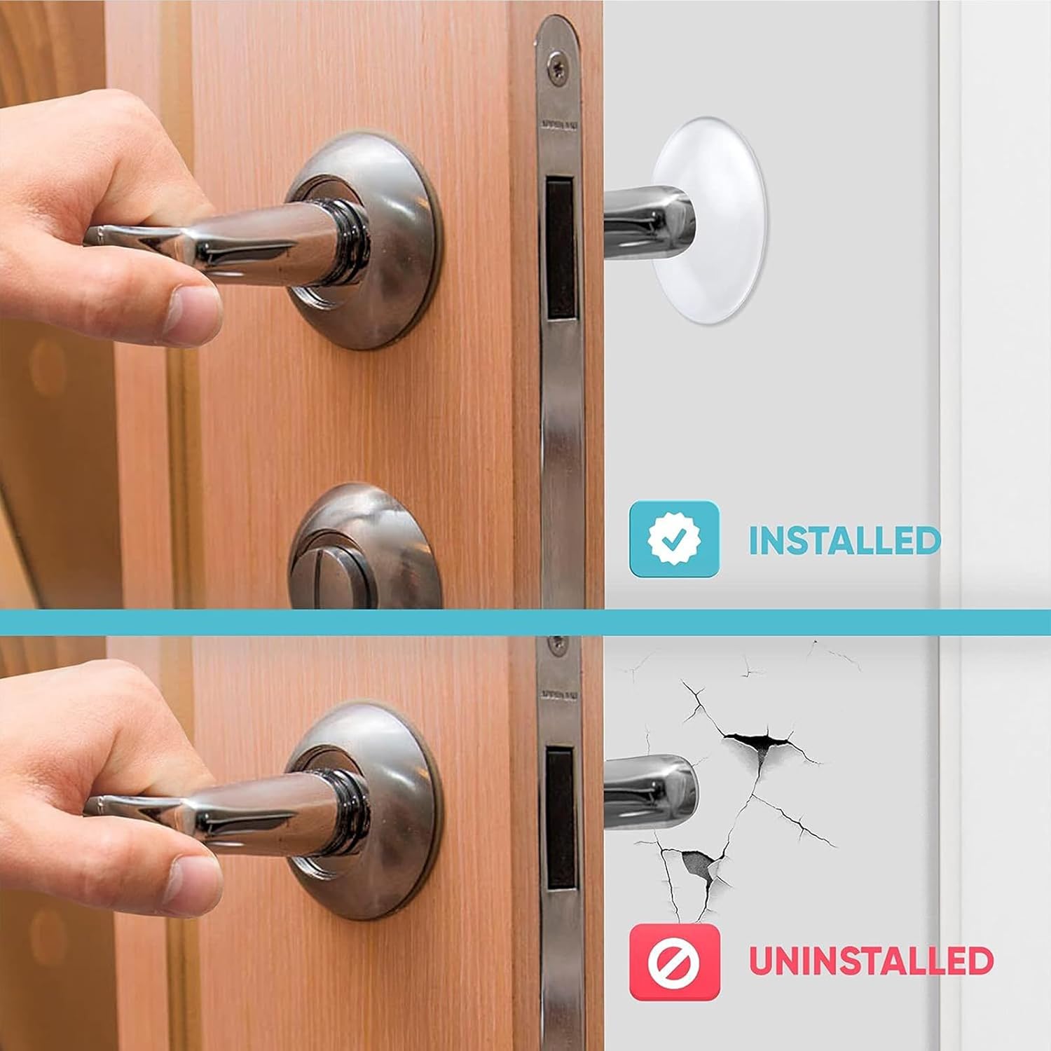 12Pcs Door Stoppers Wall Protector,Door Knob Shield,Reusable Bumper with Self Strong Adhesive,Rubber Bumpers,Home & Handle Stopper,Shock Absorben Gel - Image 4