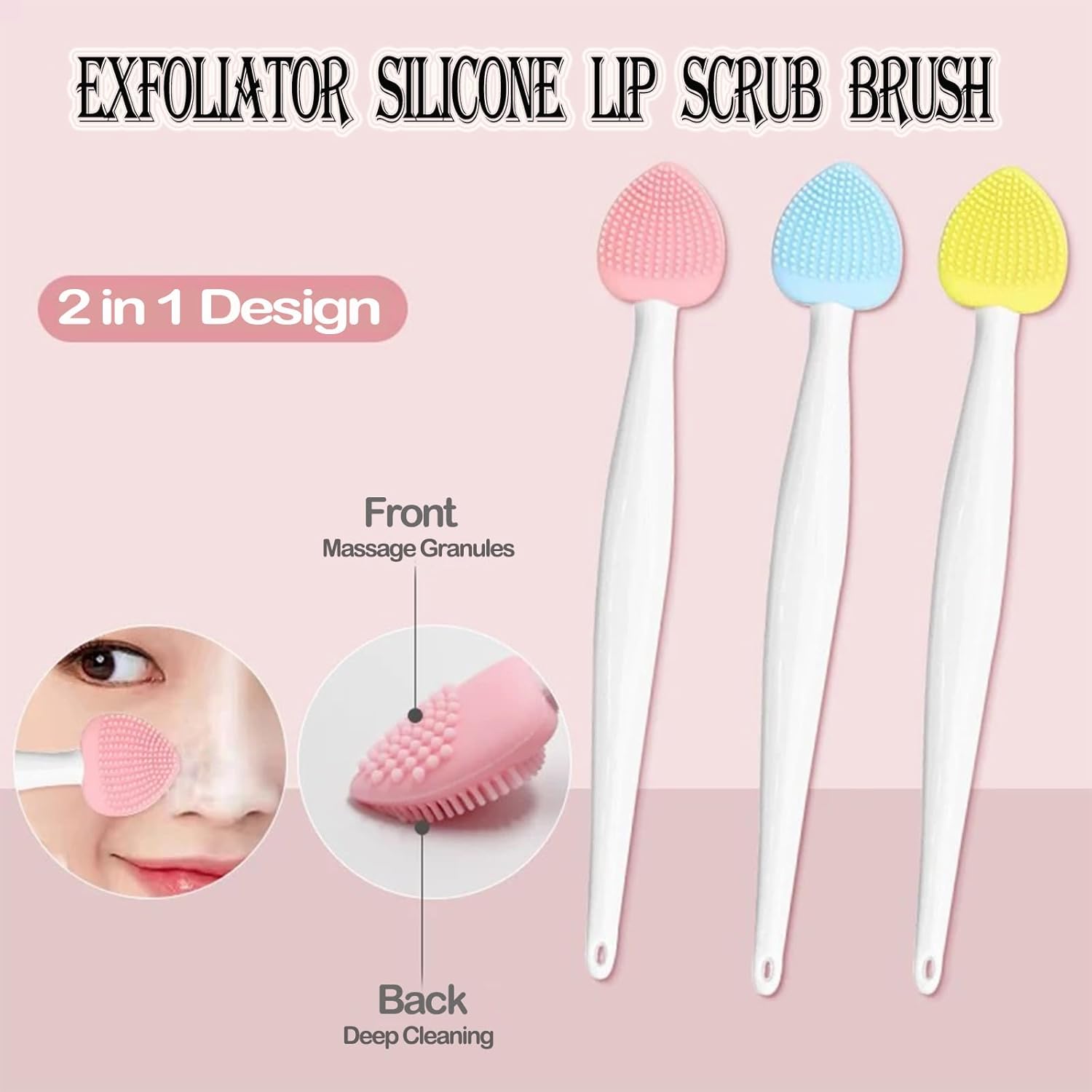 12PCS Lip Scrub Brush Tool,Double-Sided Silicone Exfoliating Lips Brushes Fuller Healthy - Image 5