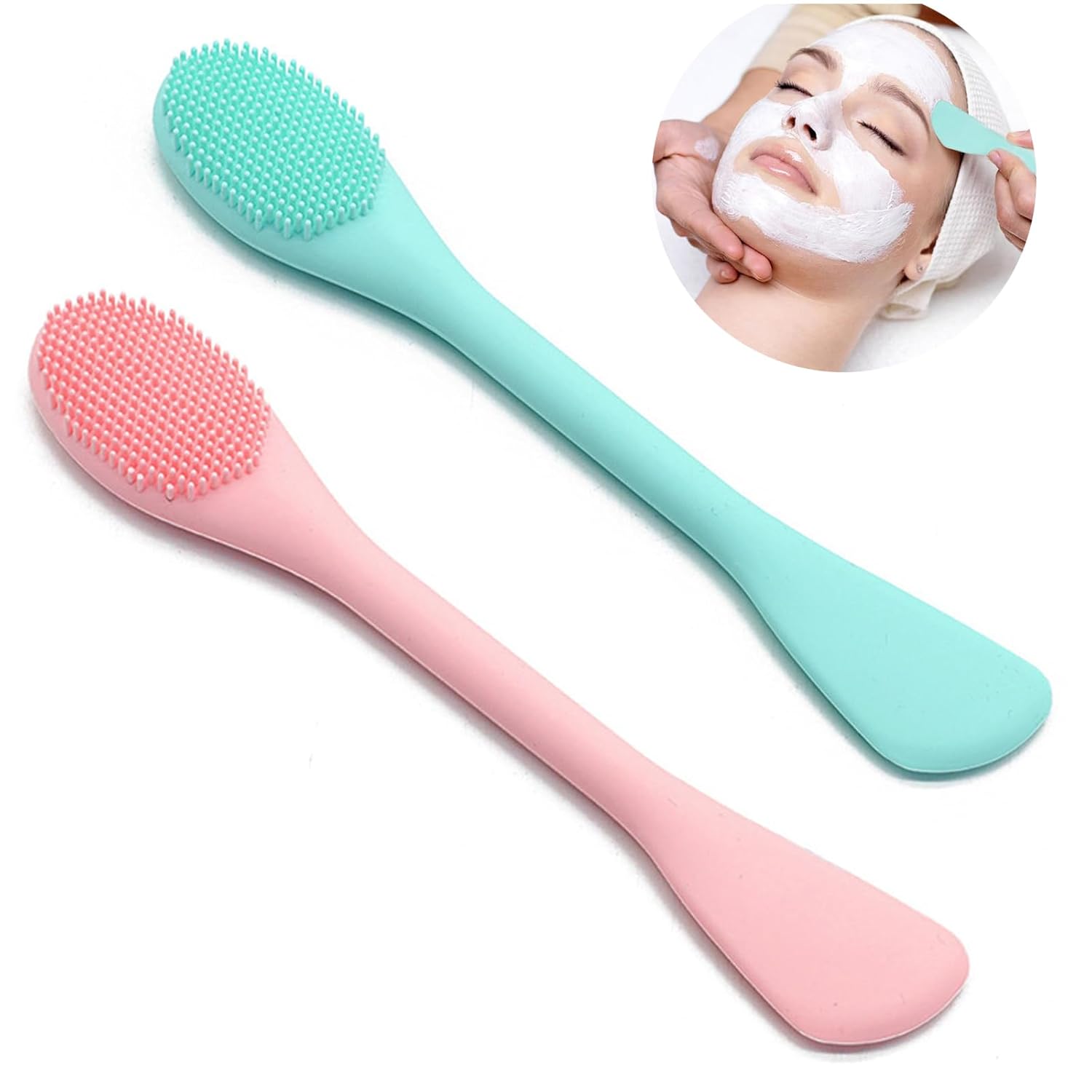 6Pcs Lip Scrub Brush & 2Pcs Silicone Face Mask Applicator Brush,Gentle Exfoliator Scrubber Tool - Image 3