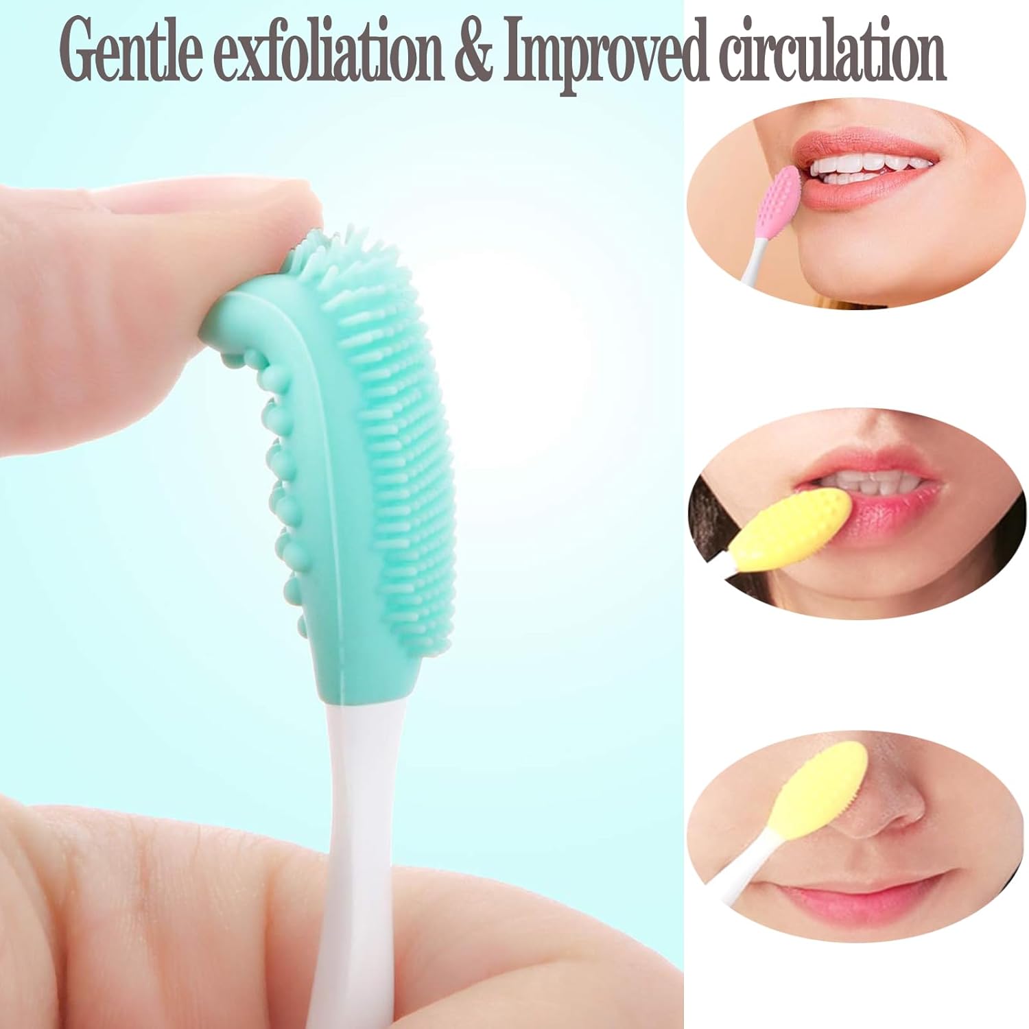 6Pcs Lip Scrub Brush & 2Pcs Silicone Face Mask Applicator Brush,Gentle Exfoliator Scrubber Tool - Image 6