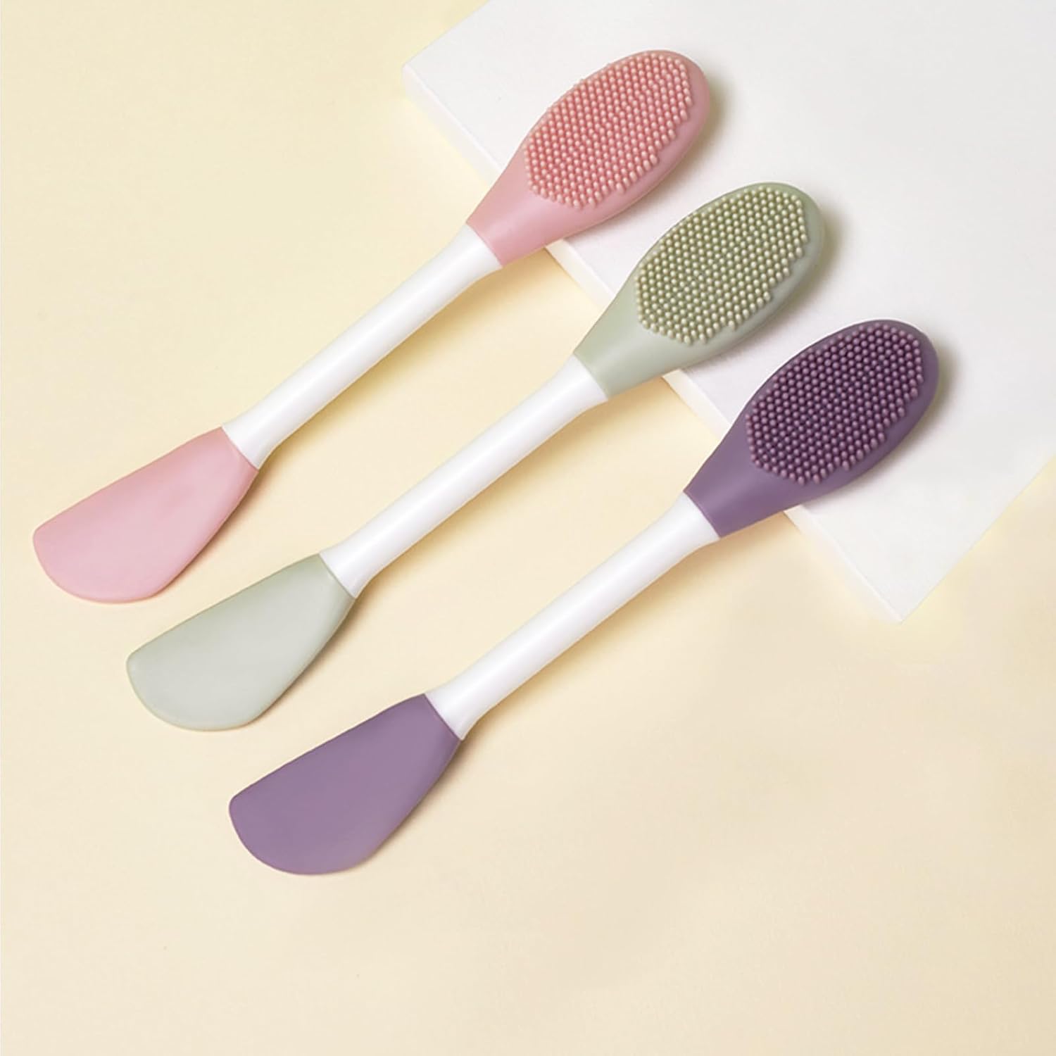 3PCS Double-Ended Silicone Face Mask Brush,Facial Cleansing Brushes,Facial Applicator,3-in-1 Brush Mud/Cream,Soft Makeup Beauty Tools for Apply Cream/Mud - Image 1