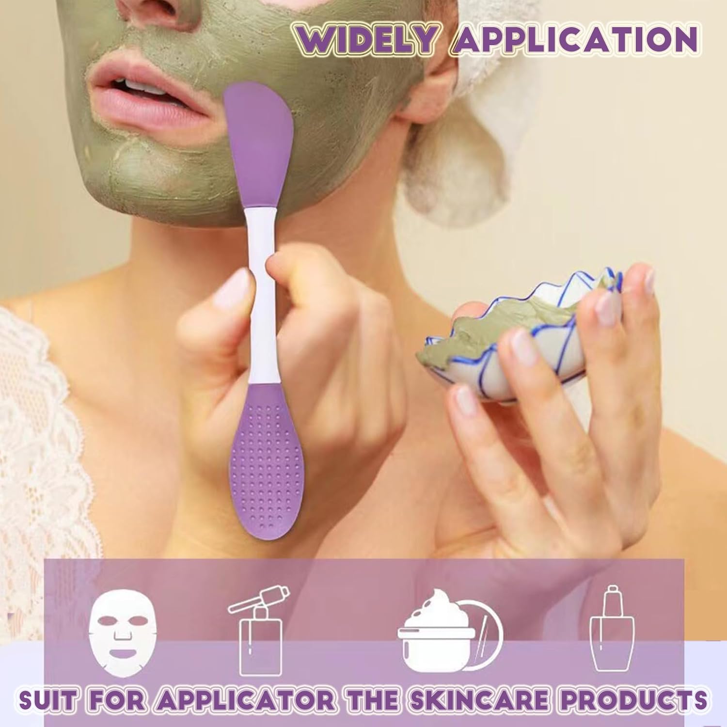 3PCS Double-Ended Silicone Face Mask Brush,Facial Cleansing Brushes,Facial Applicator,3-in-1 Brush Mud/Cream,Soft Makeup Beauty Tools for Apply Cream/Mud - Image 3