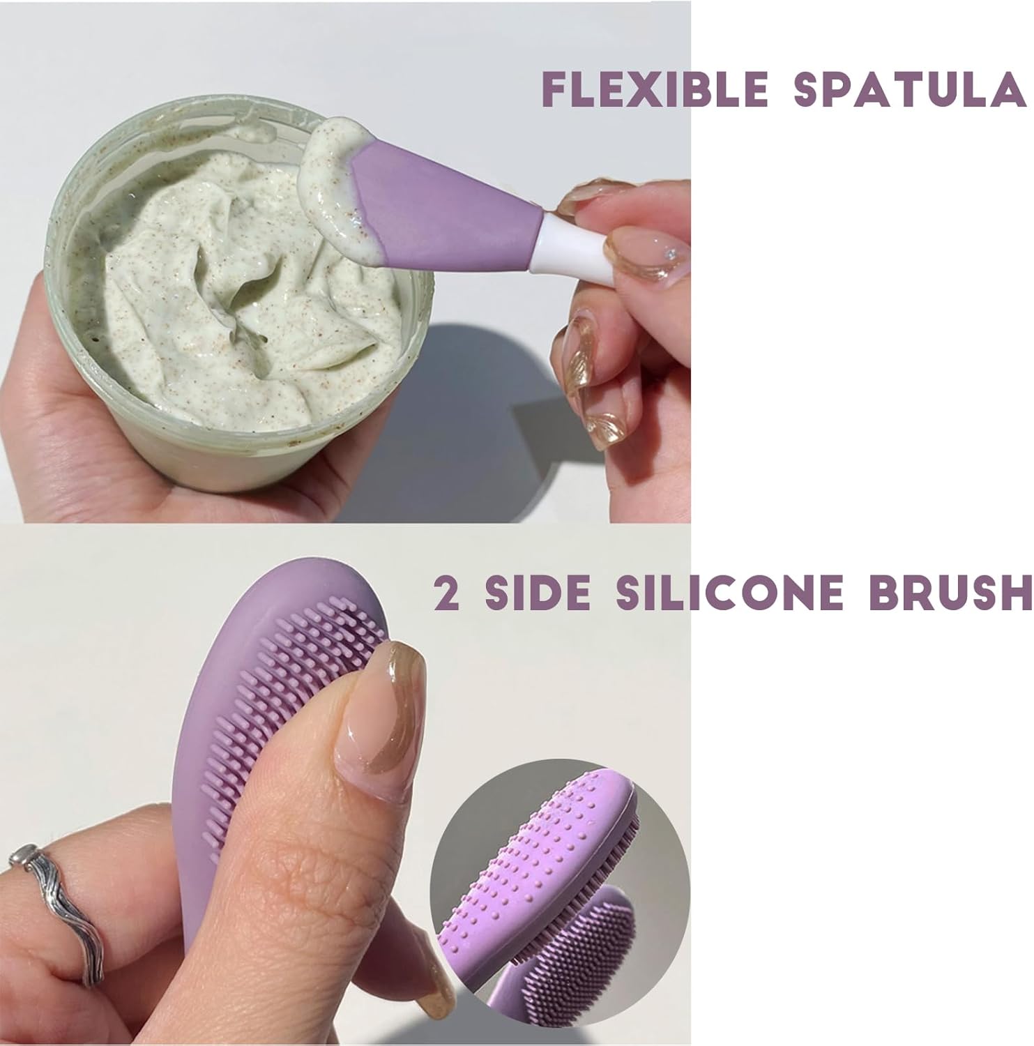 3PCS Double-Ended Silicone Face Mask Brush,Facial Cleansing Brushes,Facial Applicator,3-in-1 Brush Mud/Cream,Soft Makeup Beauty Tools for Apply Cream/Mud - Image 5