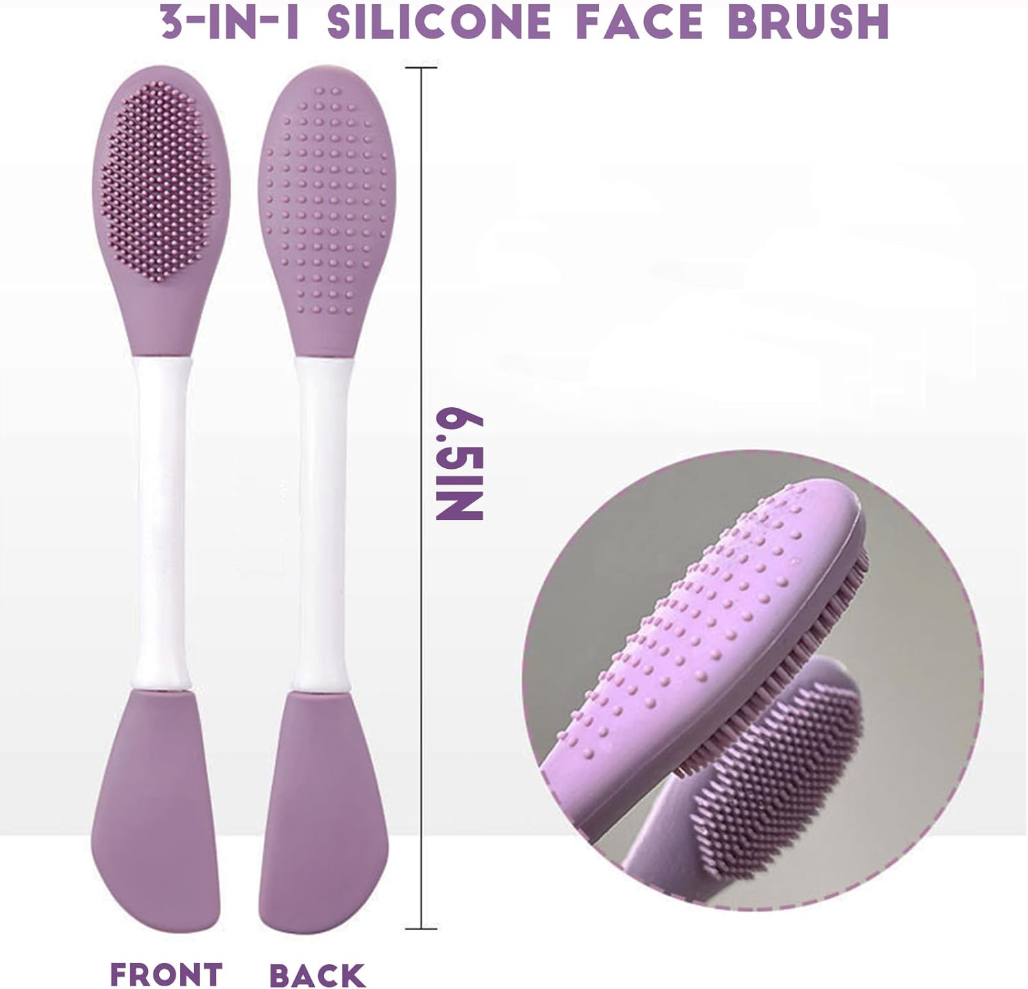3PCS Double-Ended Silicone Face Mask Brush,Facial Cleansing Brushes,Facial Applicator,3-in-1 Brush Mud/Cream,Soft Makeup Beauty Tools for Apply Cream/Mud - Image 6