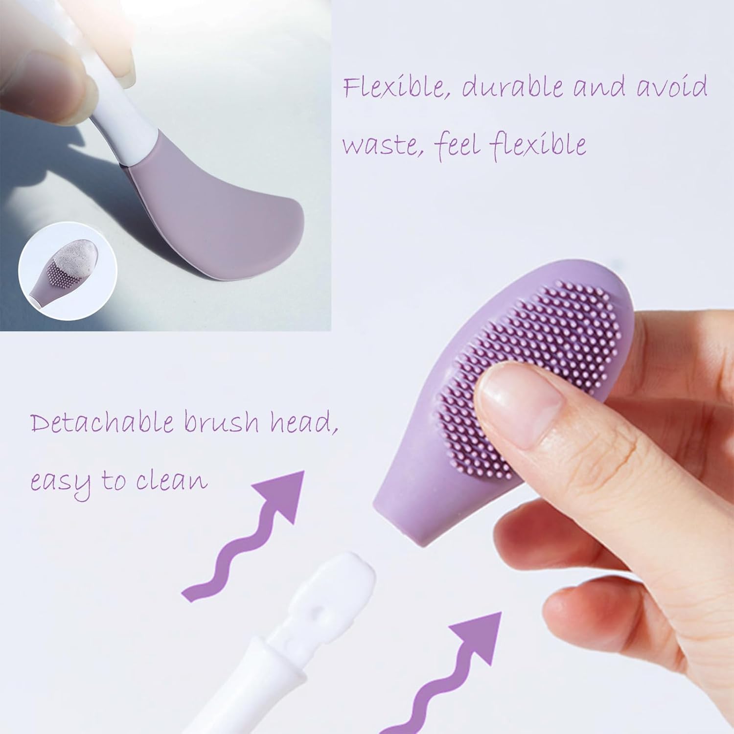 3PCS Double-Ended Silicone Face Mask Brush,Facial Cleansing Brushes,Facial Applicator,3-in-1 Brush Mud/Cream,Soft Makeup Beauty Tools for Apply Cream/Mud - Image 8