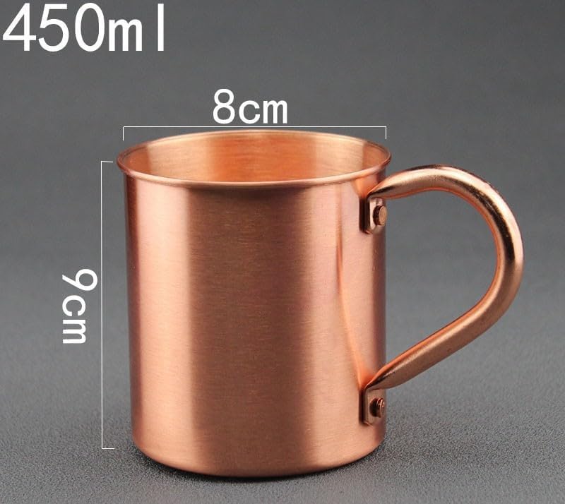 Moscow Mule Mug Pure Copper Without Inside Liner, Sports Straight Cup Handle for Cocktail Coffee Beer Milk Water - Image 2