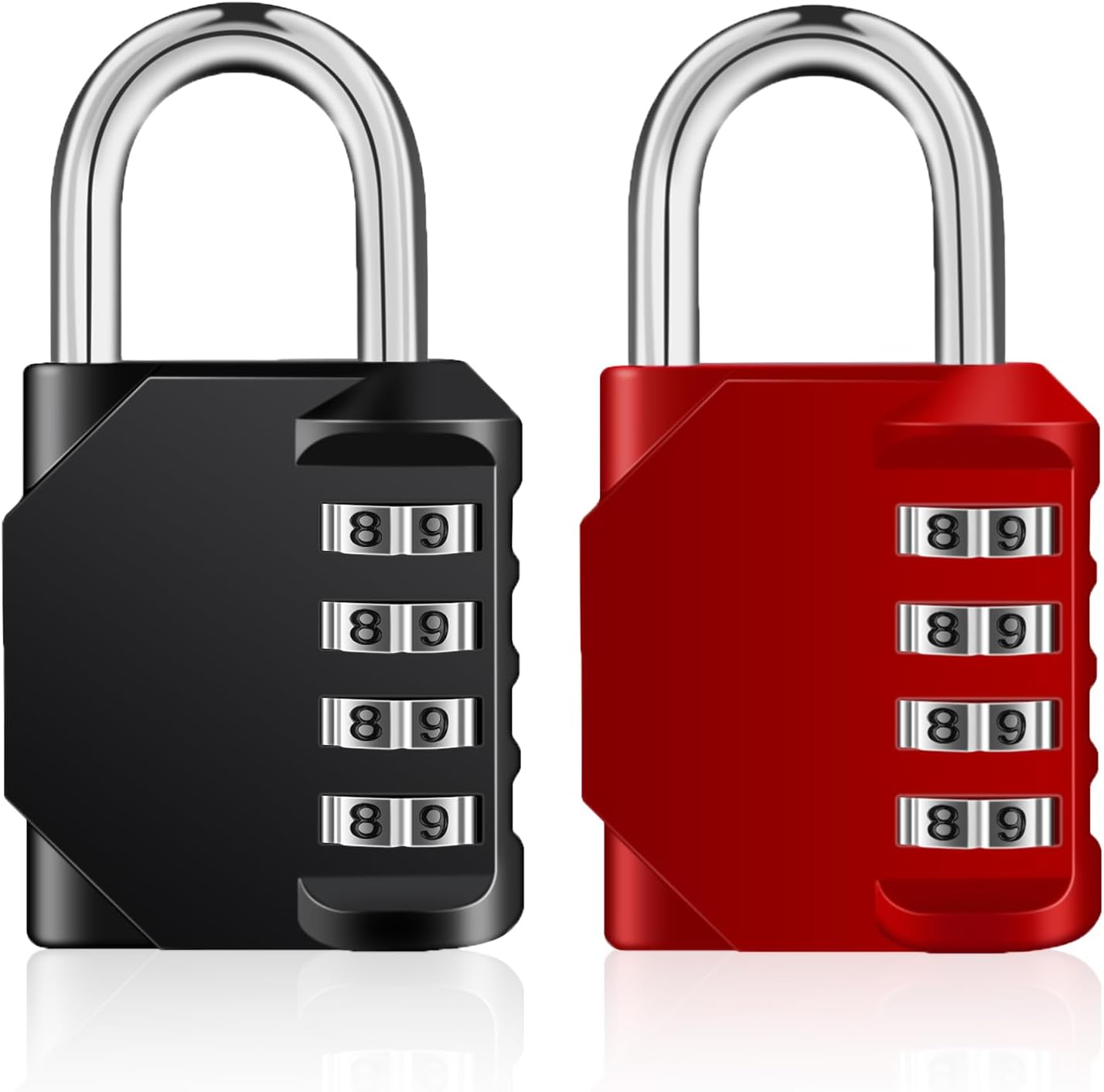 Petluno Padlock Numbers, 4-Digit Combination Lock, Weatherproof Lock for Outdoor Use (Black and Red) 2 Pieces, A-black&red 2P - Image 1