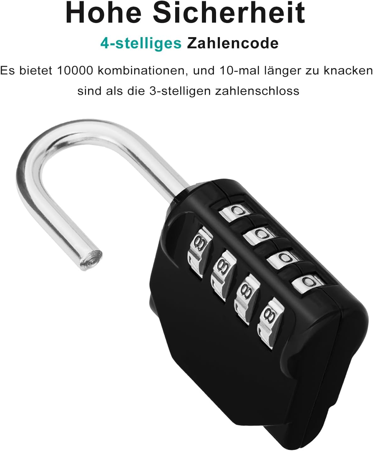 Petluno Padlock Numbers, 4-Digit Combination Lock, Weatherproof Lock for Outdoor Use (Black and Red) 2 Pieces, A-black&red 2P - Image 2
