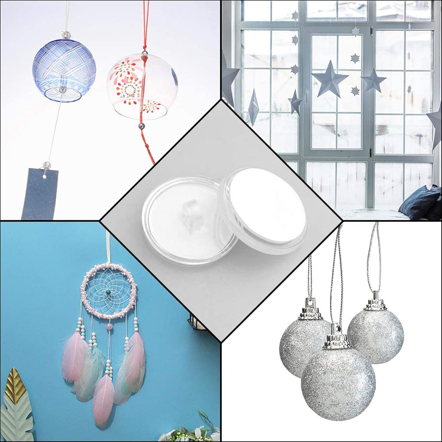 30 Pieces Clear Self-Adhesive Ceiling Hooks, No-Drill Ceiling Hooks, Sticky Hooks with Flagpole Clips for Bedroom, Bathroom, Kitchen, Bedroom Wall, Carnival Item - Image 4