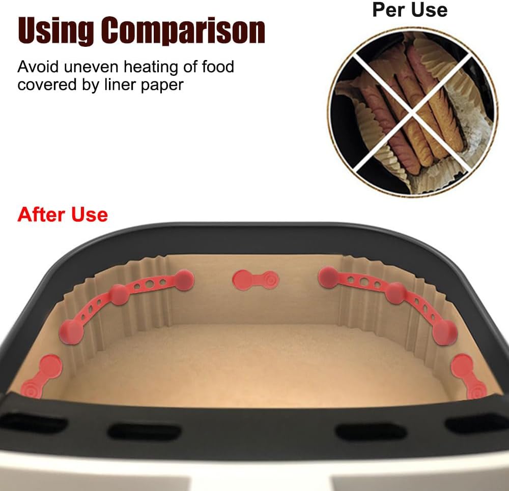 Magnetic Silicone Straps for Air Fryers, 12 Pieces Baking Paper Fastening Straps, Magnetic Silicone Straps for Cooking and Baking in the Air Fryer Black Round - Image 4